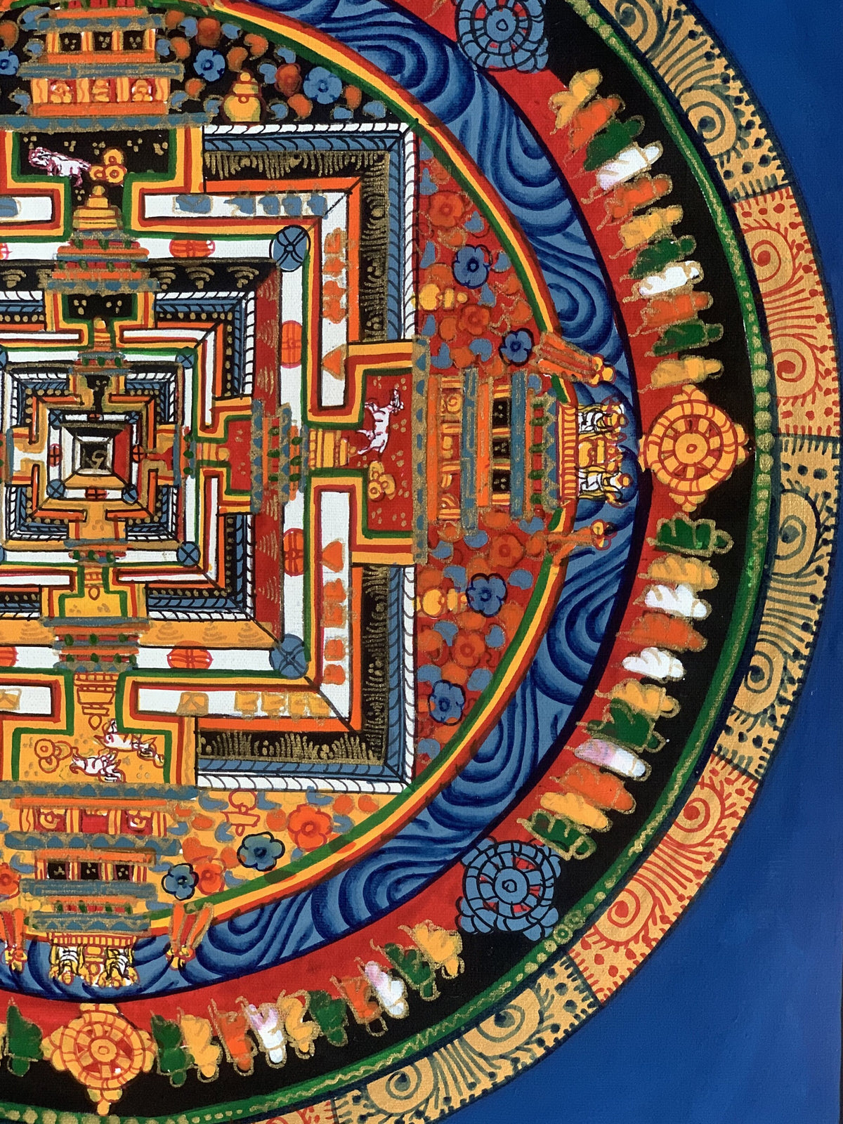 Hand-Painted Tibetan Thangka Art - Wheel of Life & Time, Kalachakra Mandala for Meditation, Spiritual Decor, Unique Wall Art