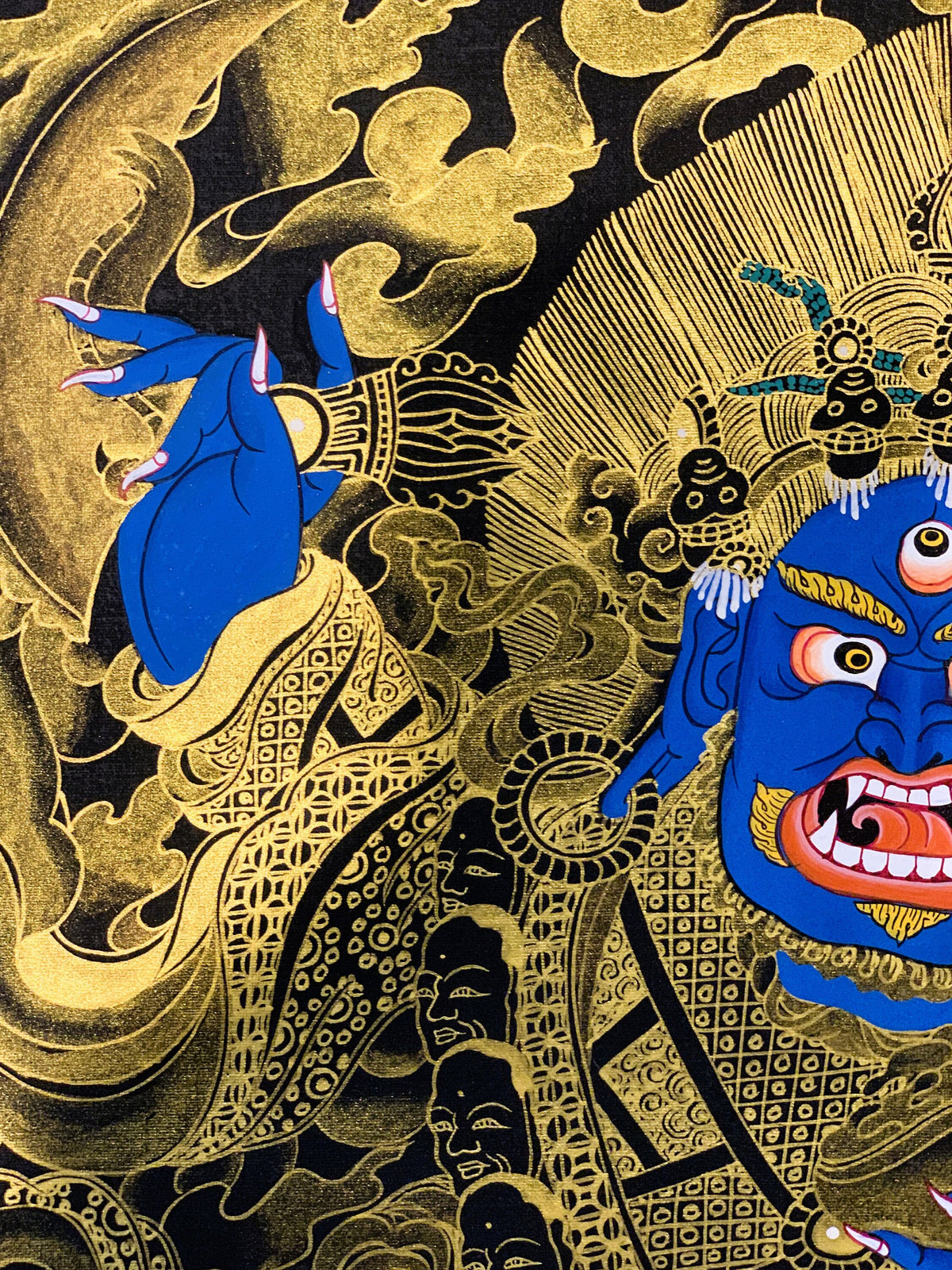 2-Armed  Semi Wrathful Mahakala/ Kalabhairava Master Quality Original Tibetan Thangka Painting Hand Painted Buddhist Art  18 x 24 -Inches