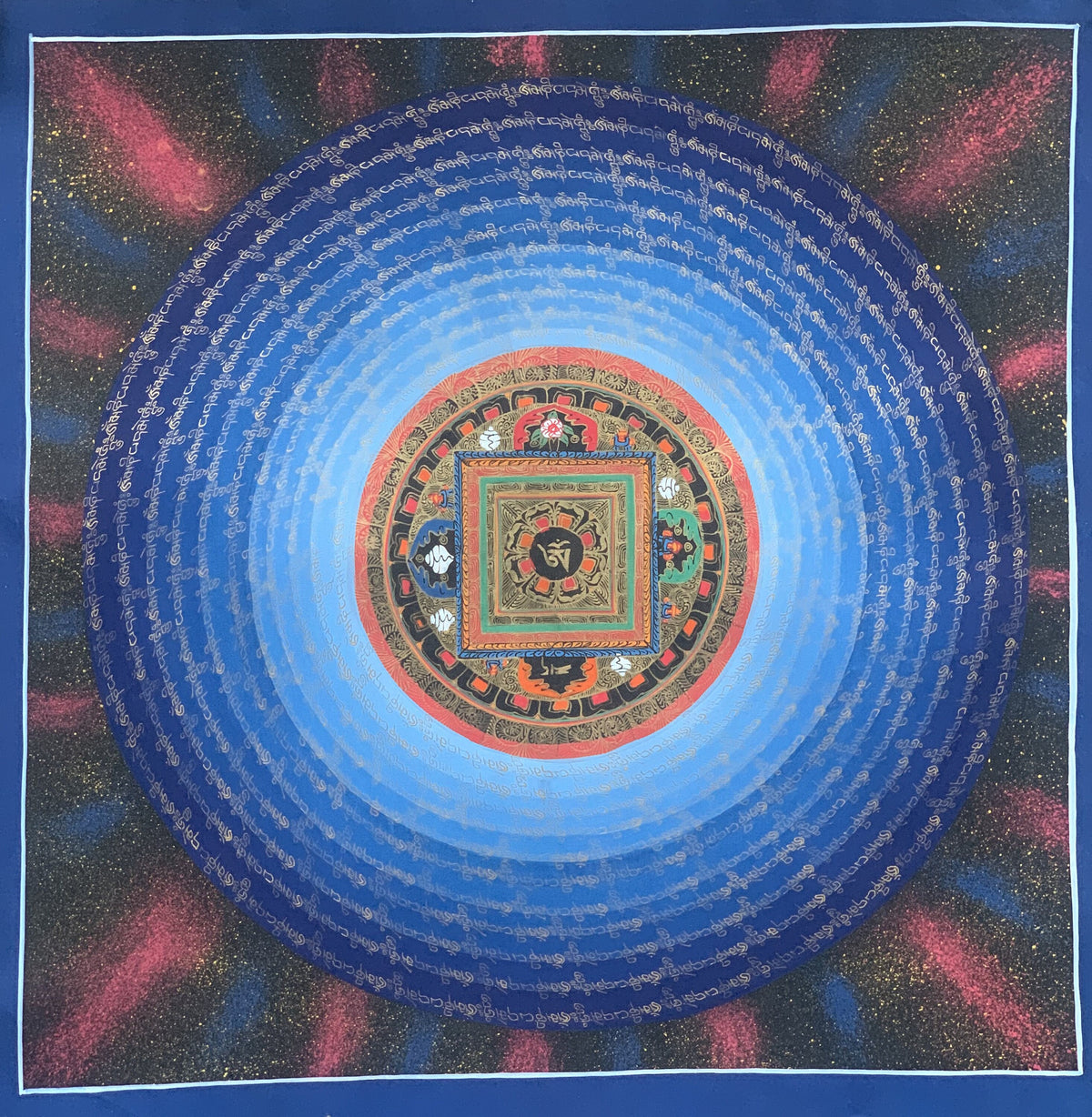 Hand-Painted Rainbow Mandala Thangka: Tibetan Meditation Art