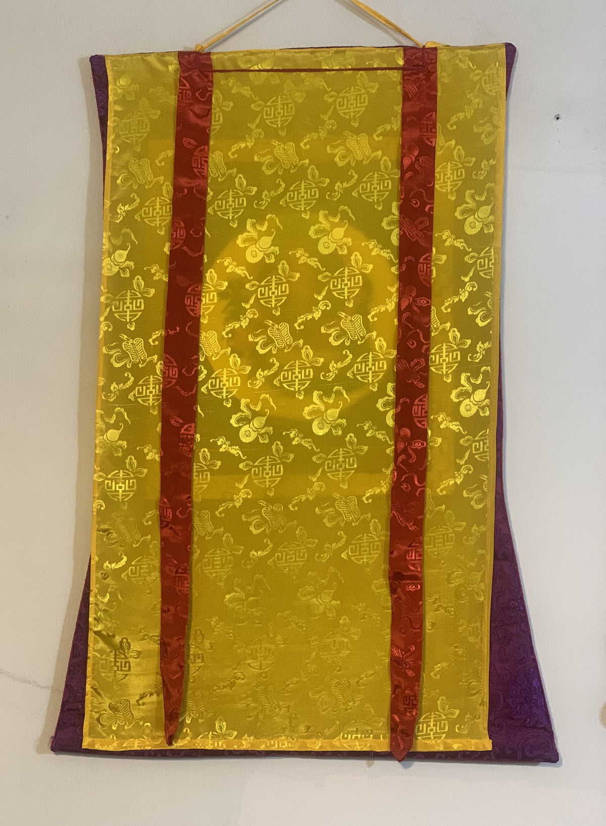 Maitreya Buddha/ Future Buddha Tibetan Thangka Painting Original Art Bordered with Silk