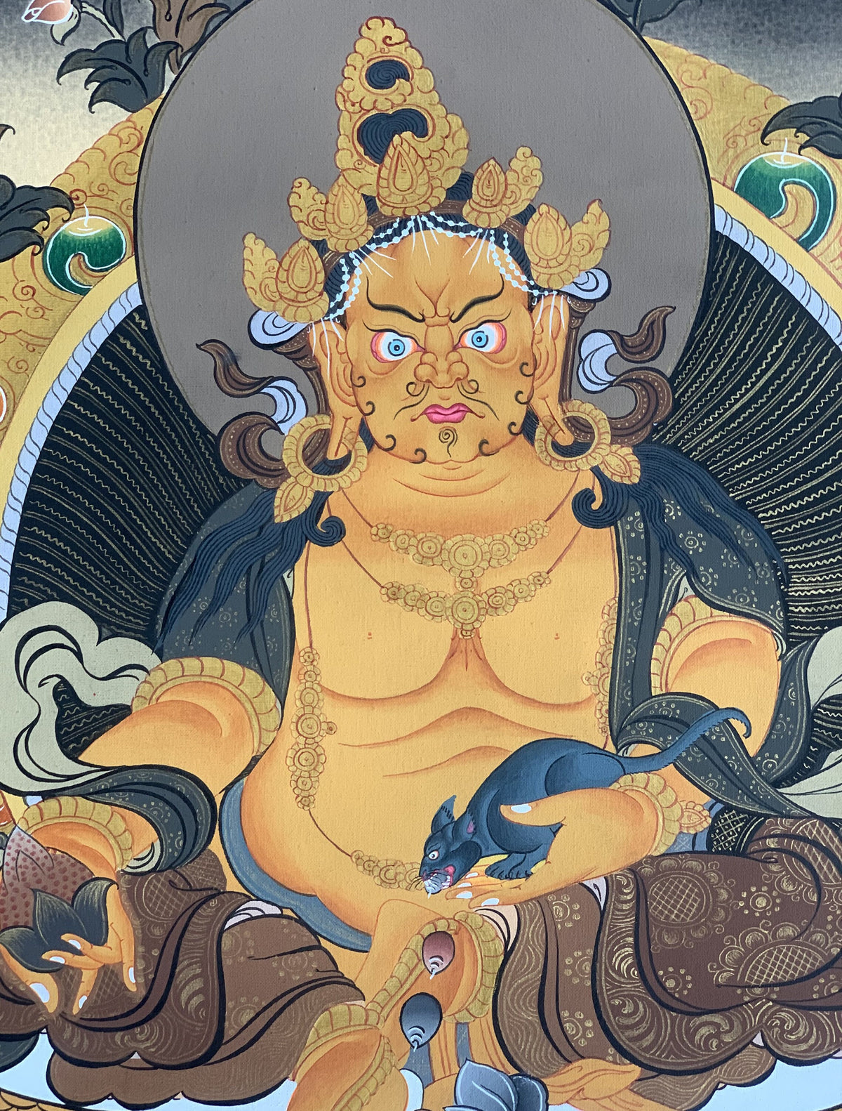 Jambhala/ Dzambhala/ Dzambala/ Zambala/ Jambala Masterpiece, Master Quality Tibetan Thangka  Original Hand Painting Buddhist Art