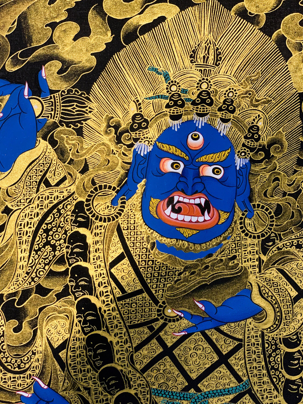 2-Armed  Semi Wrathful Mahakala/ Kalabhairava Master Quality Original Tibetan Thangka Painting Hand Painted Buddhist Art  18 x 24 -Inches