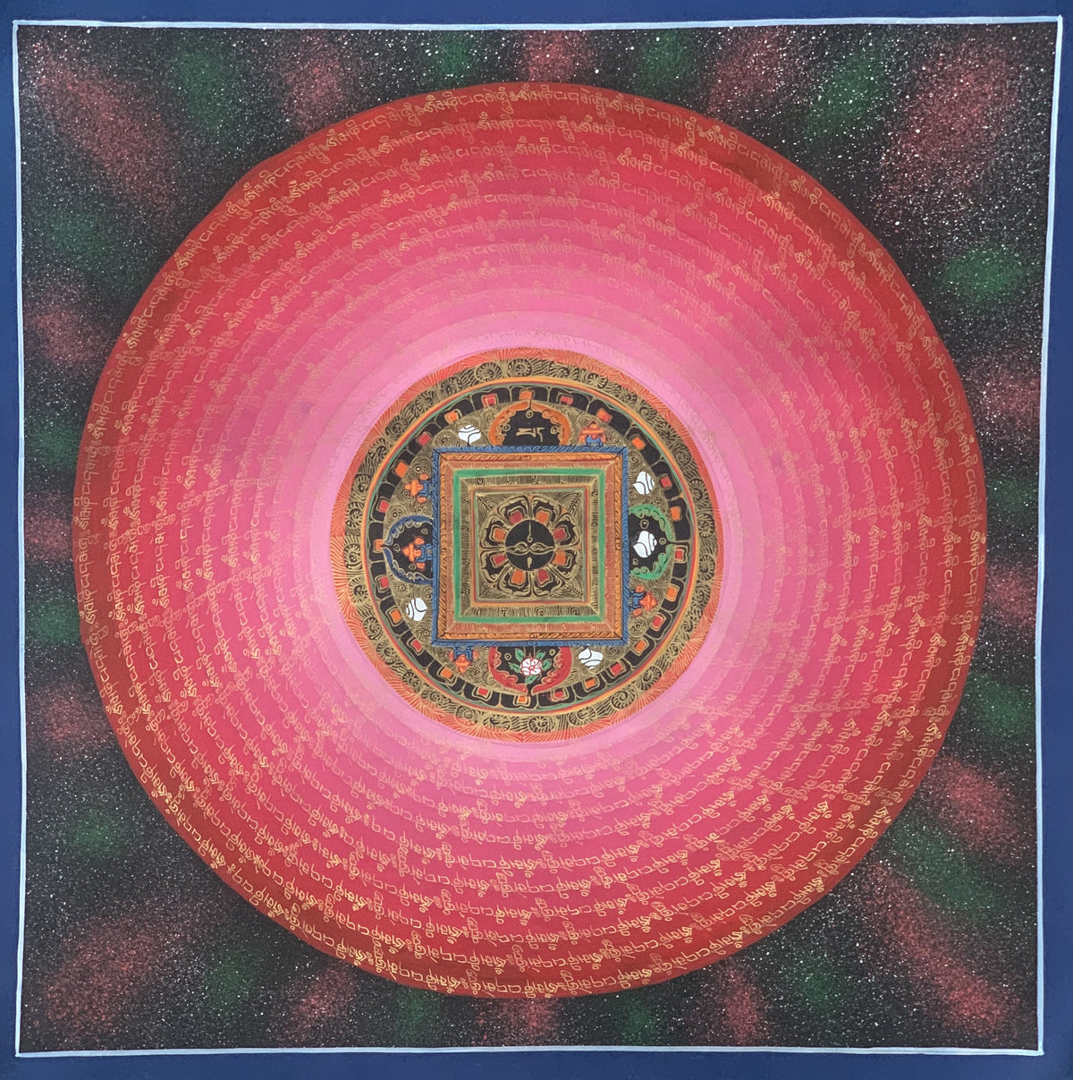 Hand-Painted Rainbow Mandala Thangka: Tibetan Meditation Art