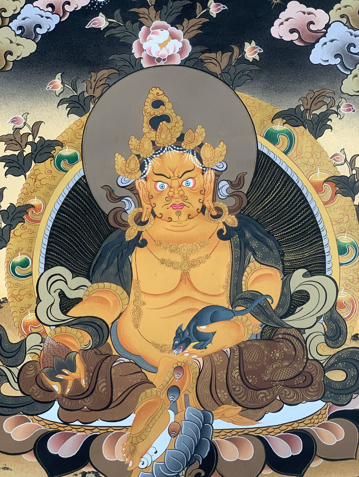Jambhala/ Dzambhala/ Dzambala/ Zambala/ Jambala Masterpiece, Master Quality Tibetan Thangka  Original Hand Painting Buddhist Art
