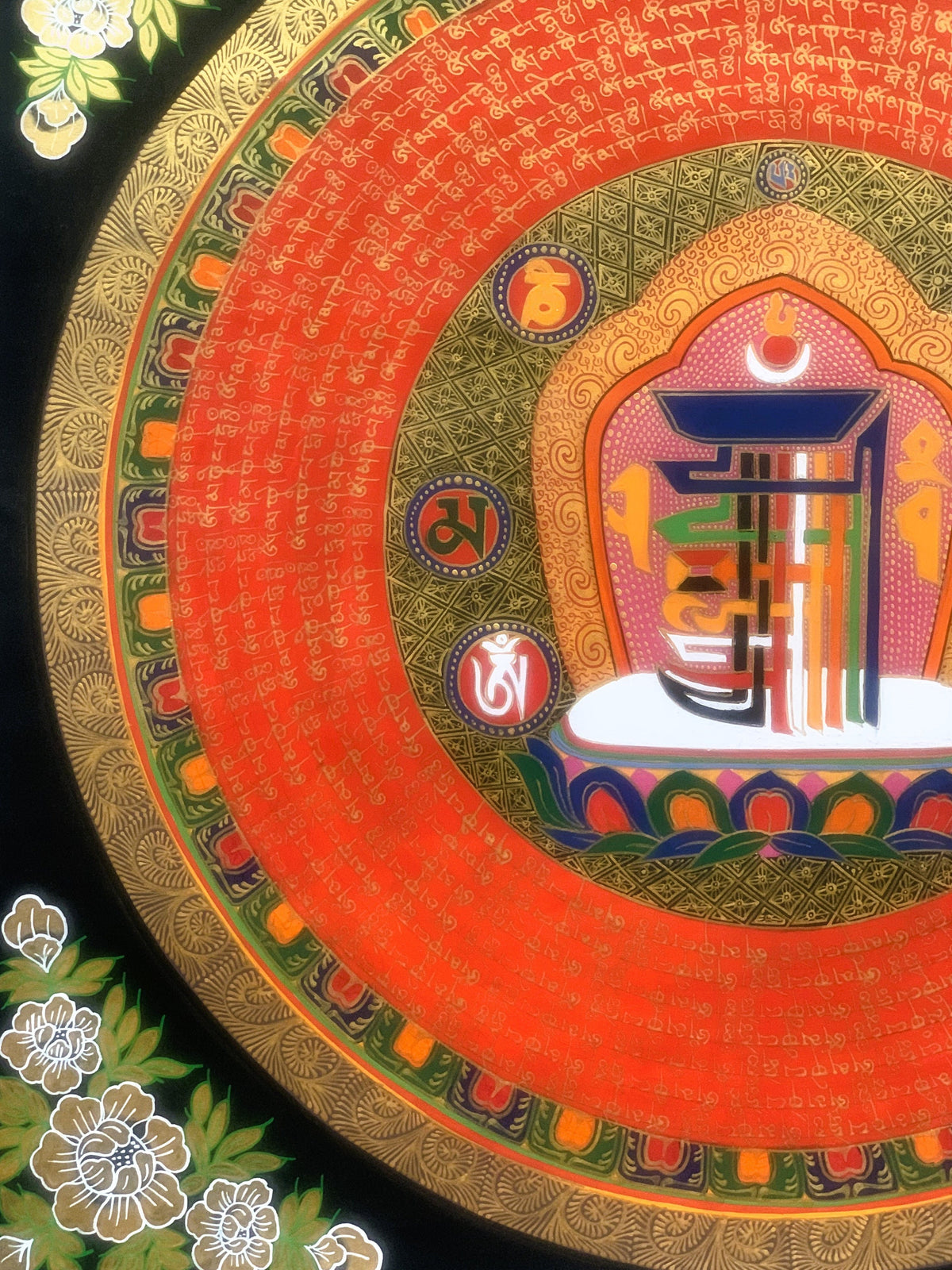 Hand Painted Kalachakra Mandala Thangka, Tibetan Buddhist Art, 20x20 Inch