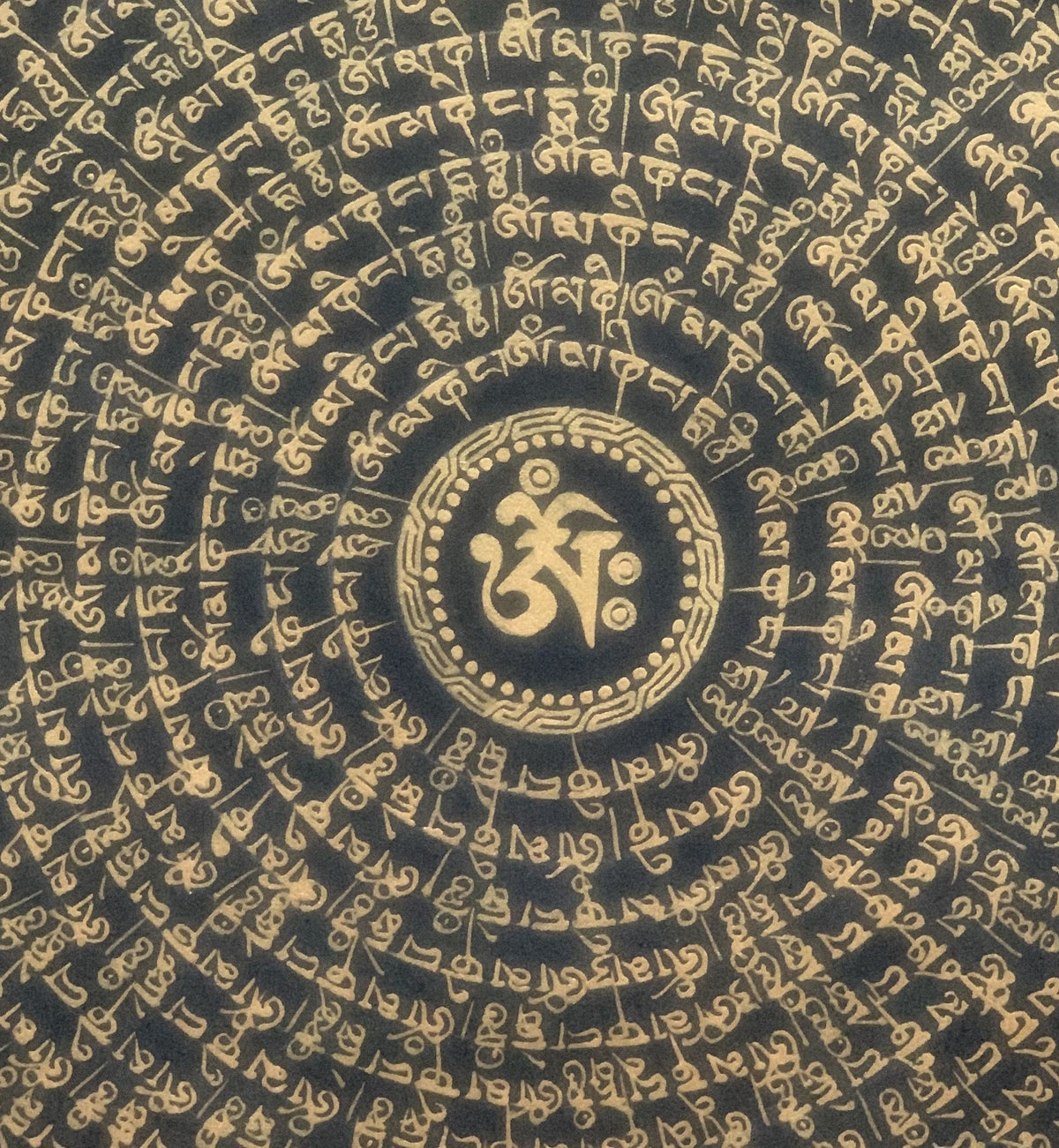 Hand Painted OM Mantra Mandala Wheel of Time Meditation Thangka Painting Original Art/ Wall Hanging