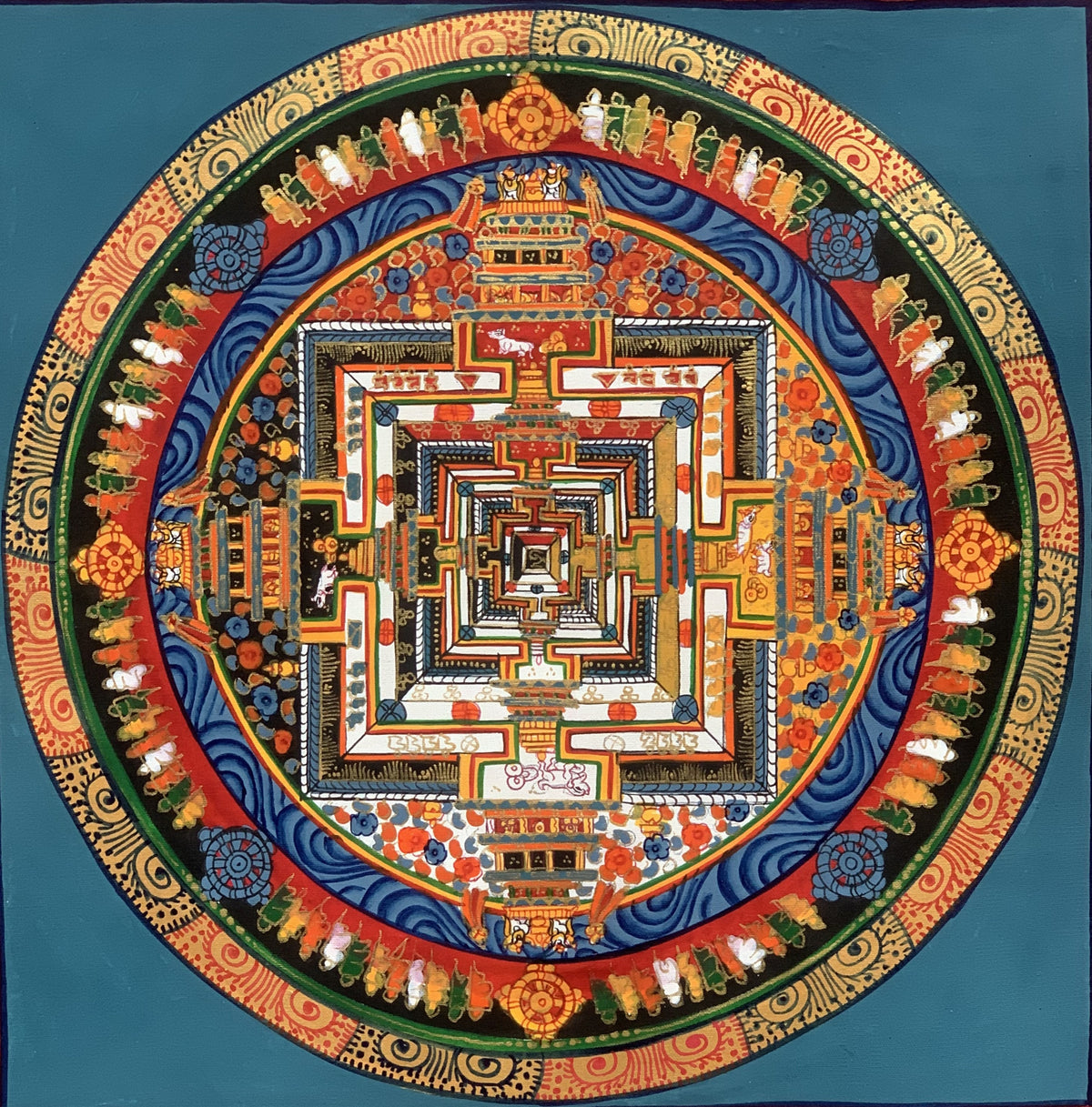 Kalachakra Mandala Thangka Painting - Tibetan Wheel of Life Art