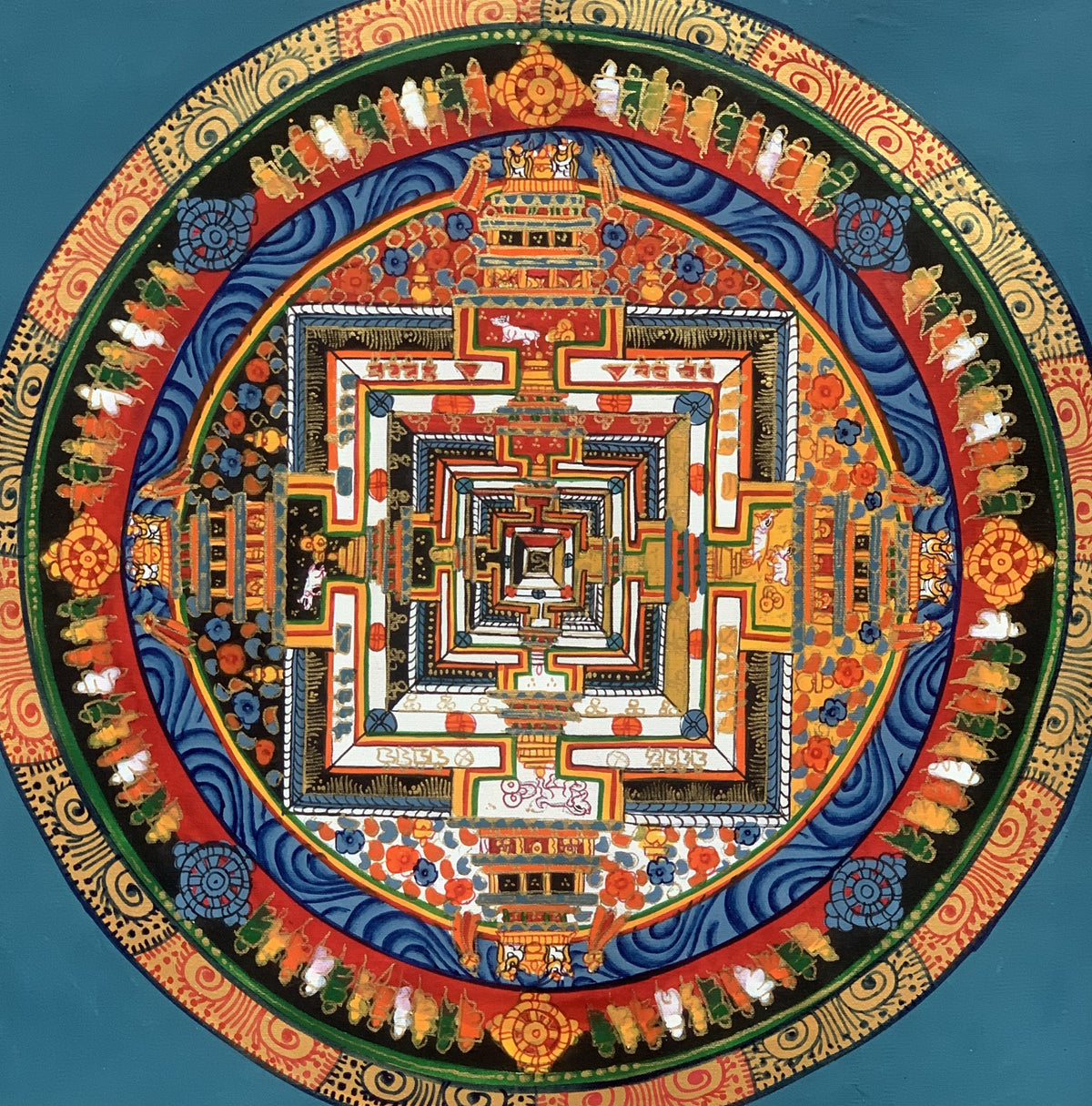 Kalachakra Mandala Thangka Painting - Tibetan Wheel of Life Art