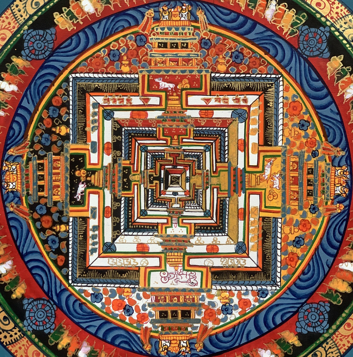 Kalachakra Mandala Thangka Painting - Tibetan Wheel of Life Art