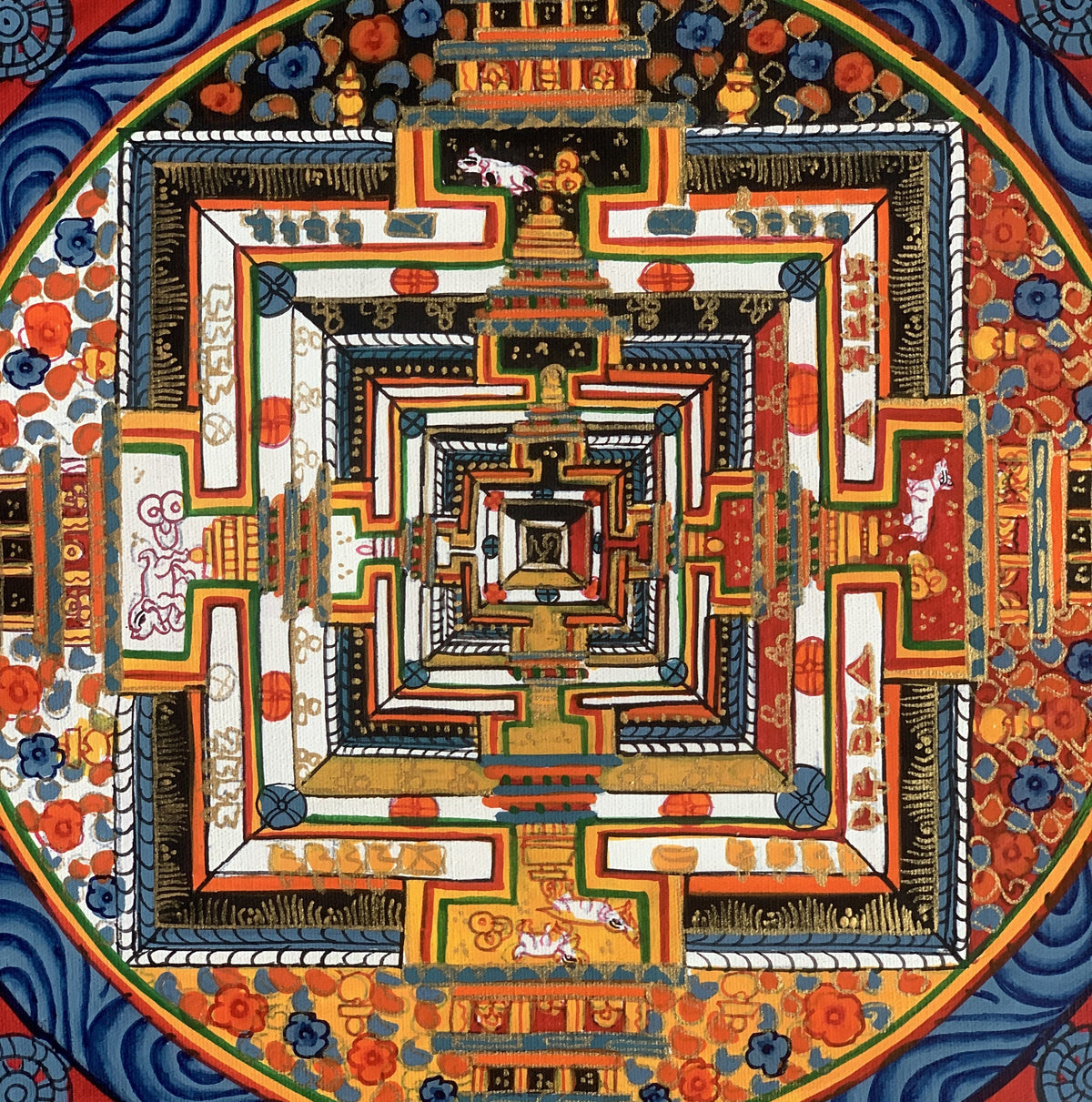 Kalachakra Mandala Thangka Painting - Tibetan Wheel of Life Art