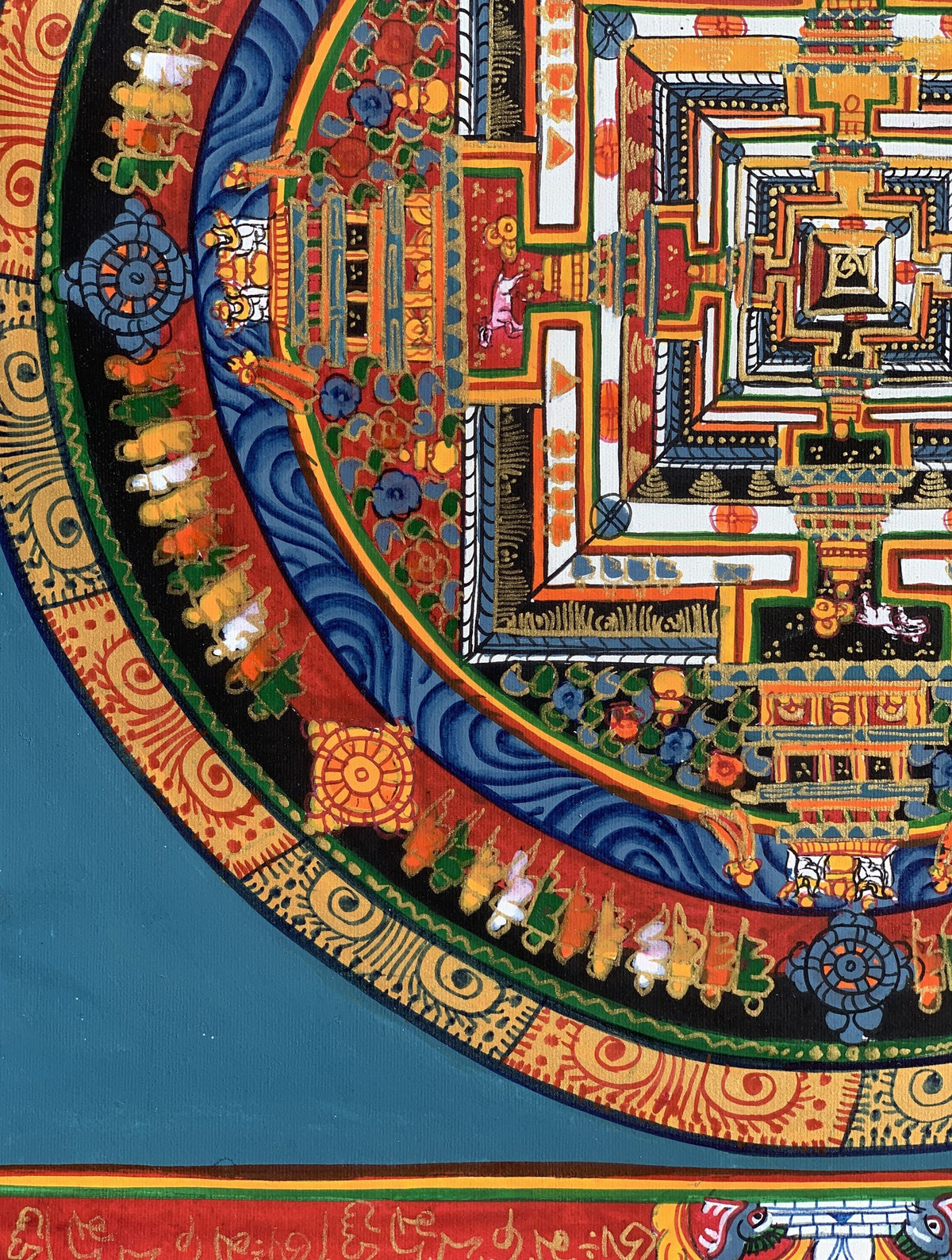 Kalachakra Mandala Thangka Painting - Tibetan Wheel of Life Art