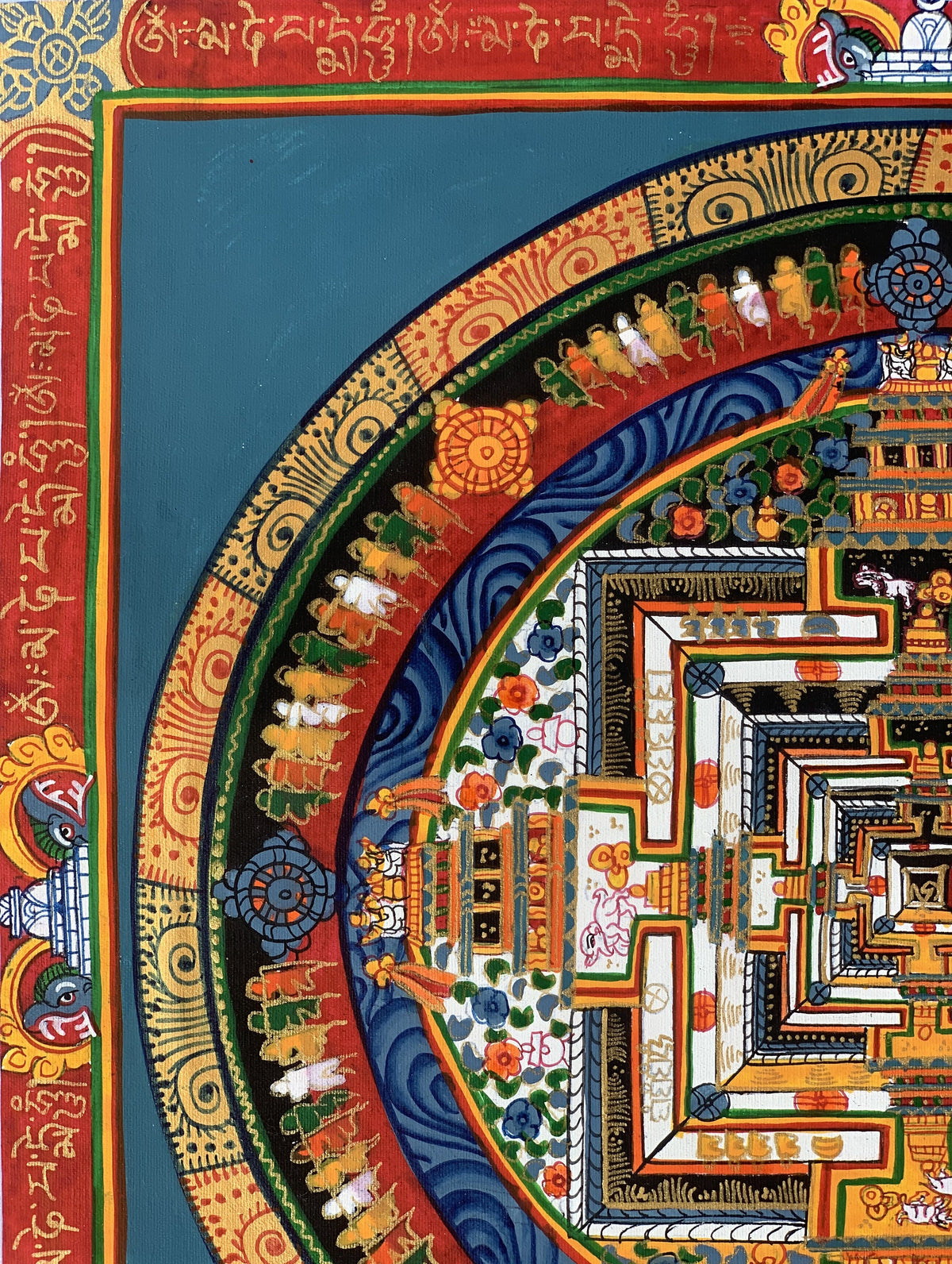 Kalachakra Mandala Thangka Painting - Tibetan Wheel of Life Art