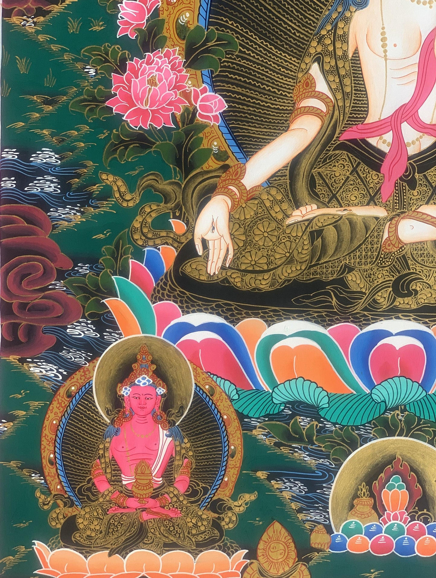 Hand-Painted White Tara Thangka: Compassion Meditation Art from Nepal