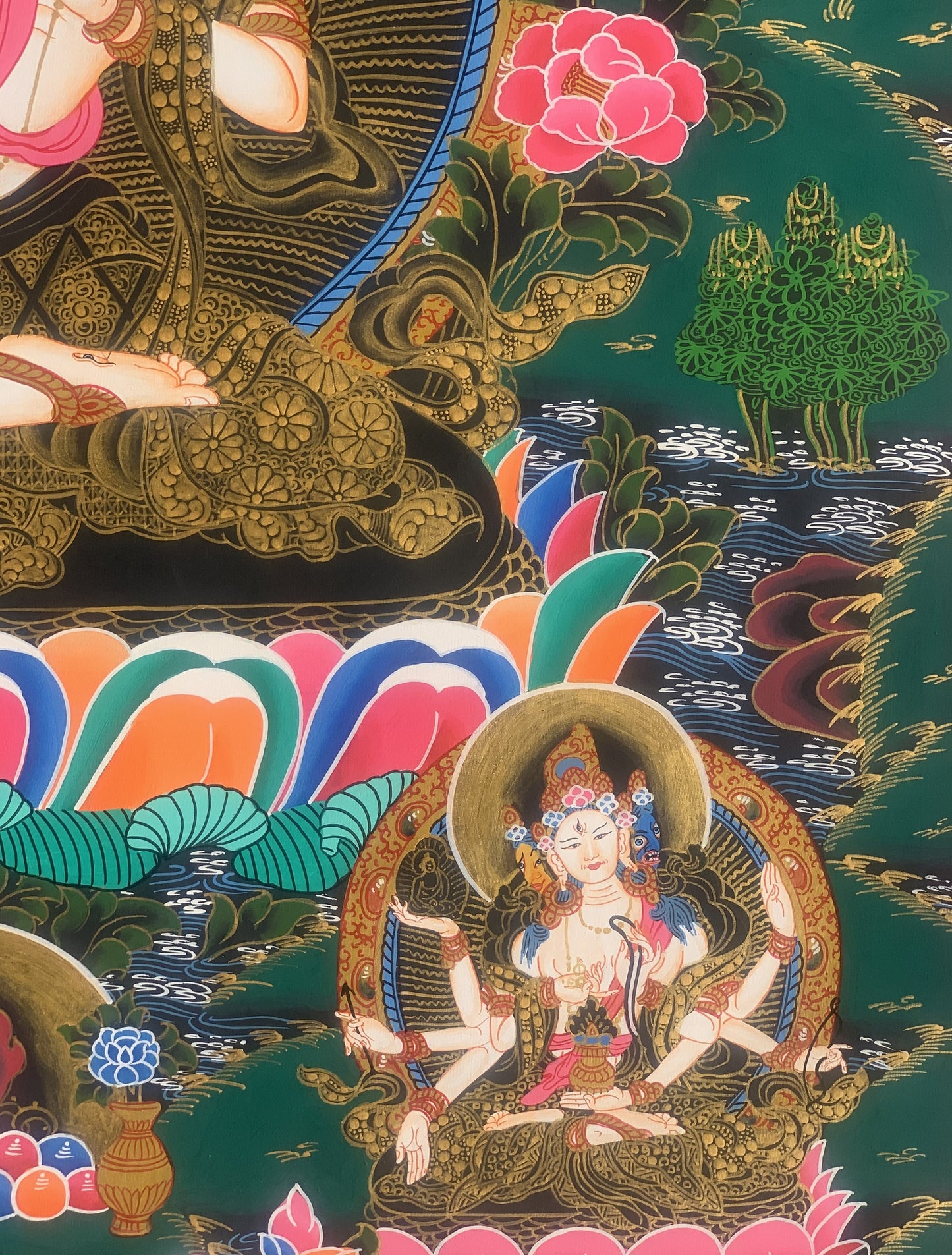 Hand-Painted White Tara Thangka: Compassion Meditation Art from Nepal