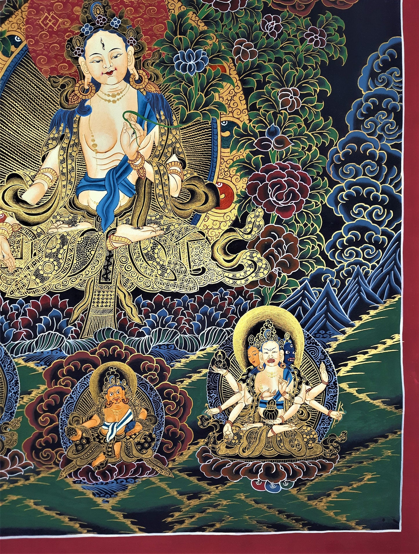 Hand Painted White Tara Thangka, Tibetan Mother Goddess Art