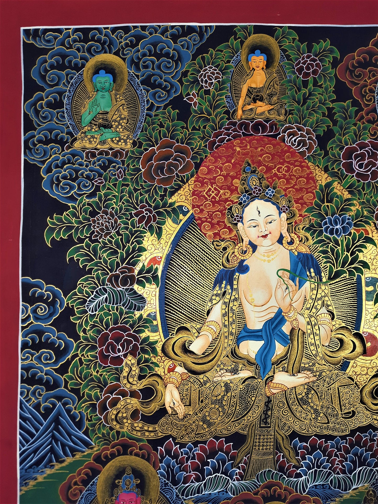Hand Painted White Tara Thangka, Tibetan Mother Goddess Art