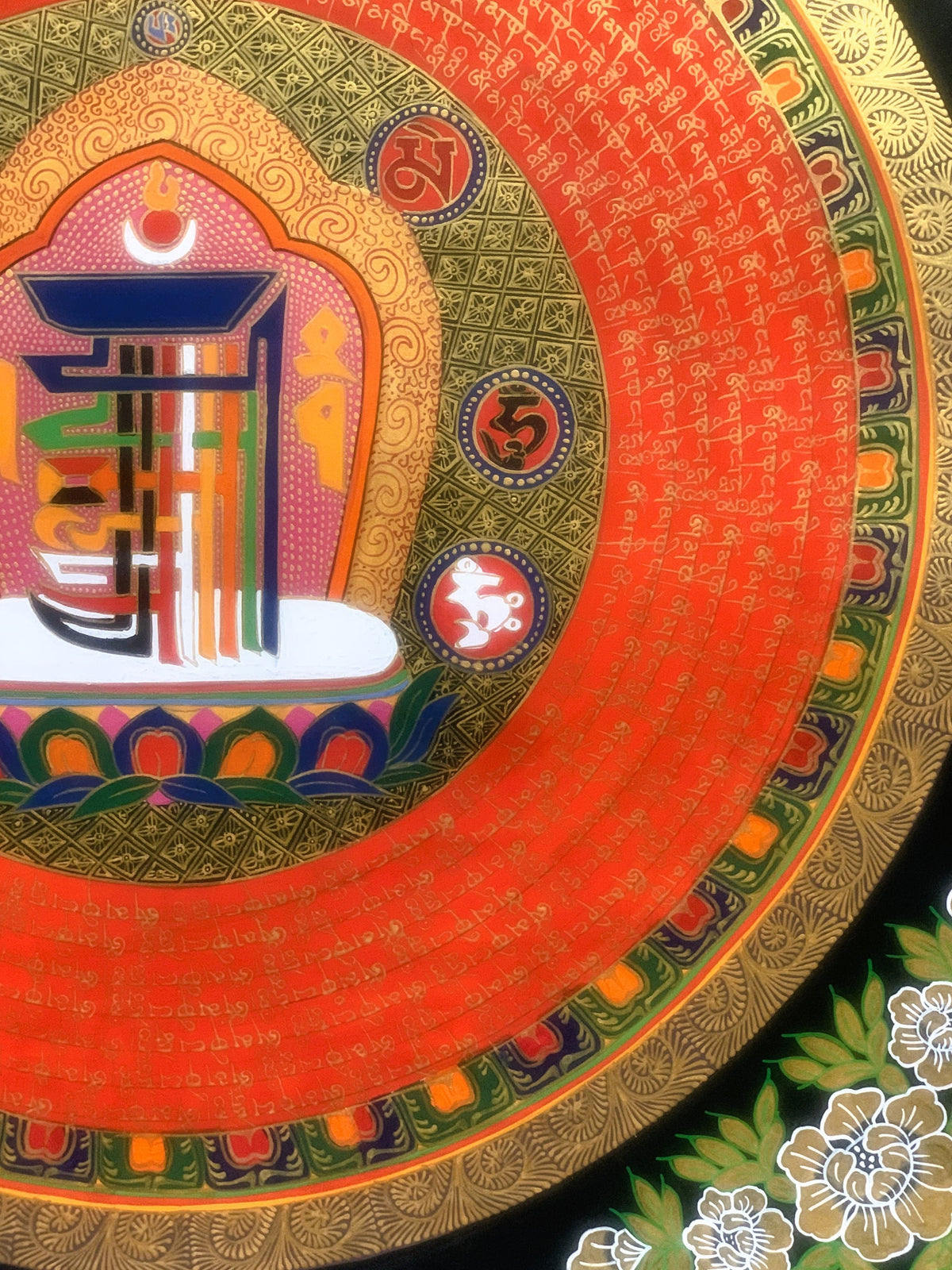 Hand Painted Kalachakra Mandala Thangka, Tibetan Buddhist Art, 20x20 Inch
