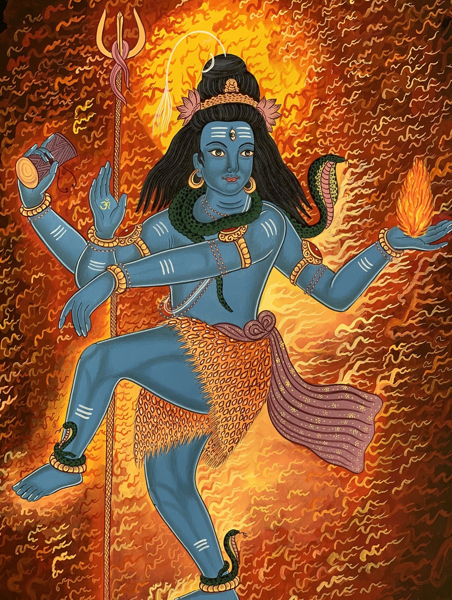Shiva Nataraja Thangka | Hand-Painted Hindu Art | Dance of Creation & Destruction | Newari Paubha Painting