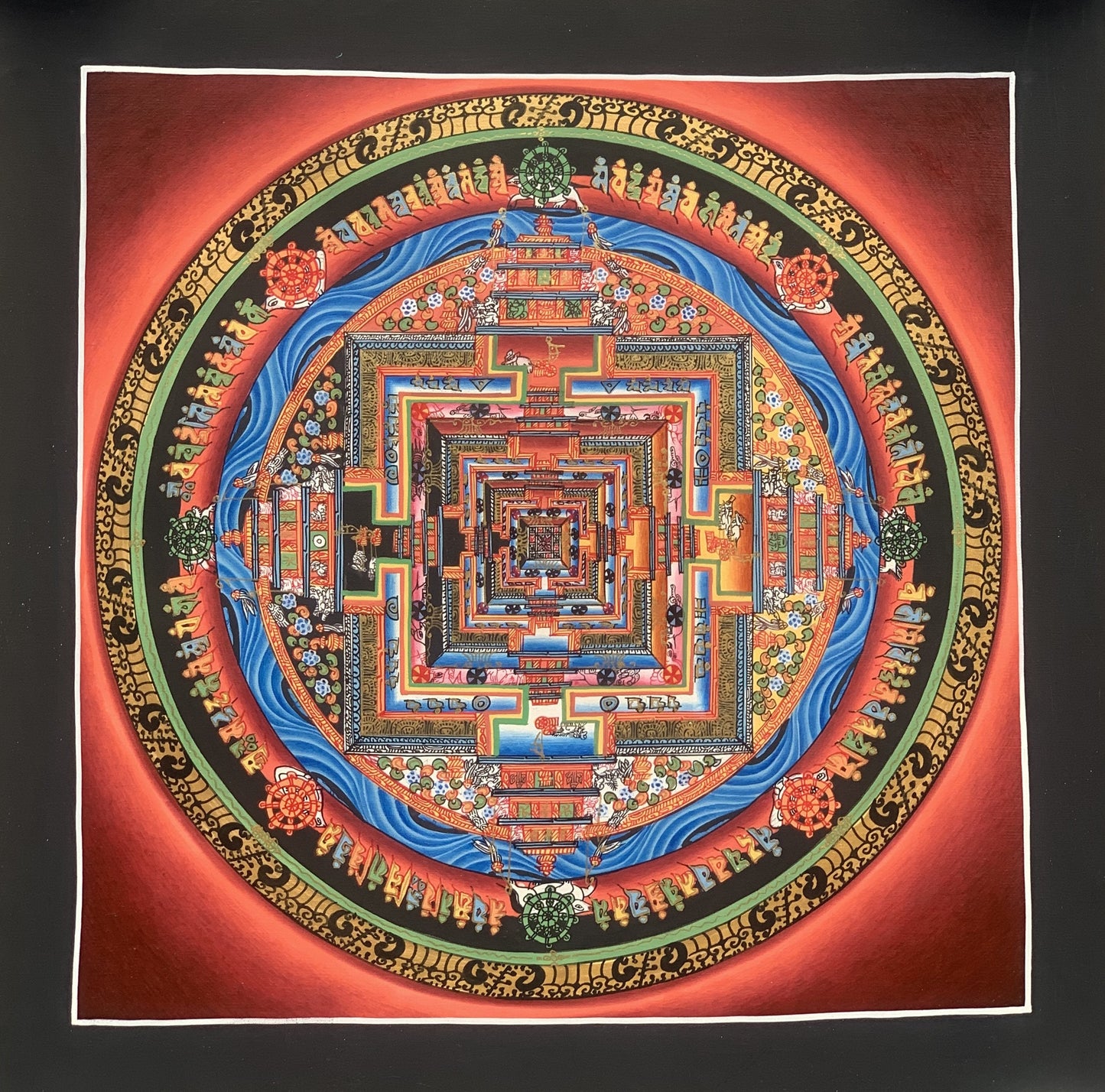Hand-Painted Kalachakra Mandala Thangka | Tibetan Wheel of Time Art | Fine Tibetan Painting |  Spiritual Decor