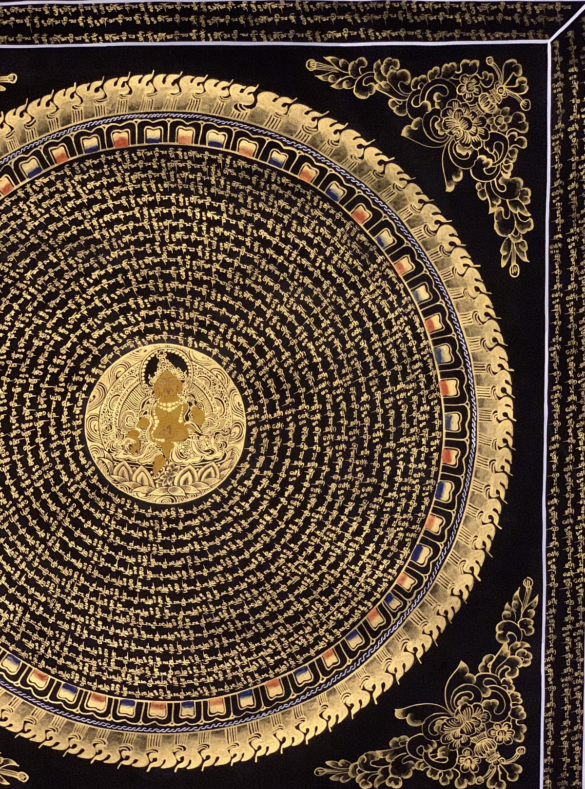 Hand-Painted Zambala Mantra Mandala Tibetan Thangka Painting