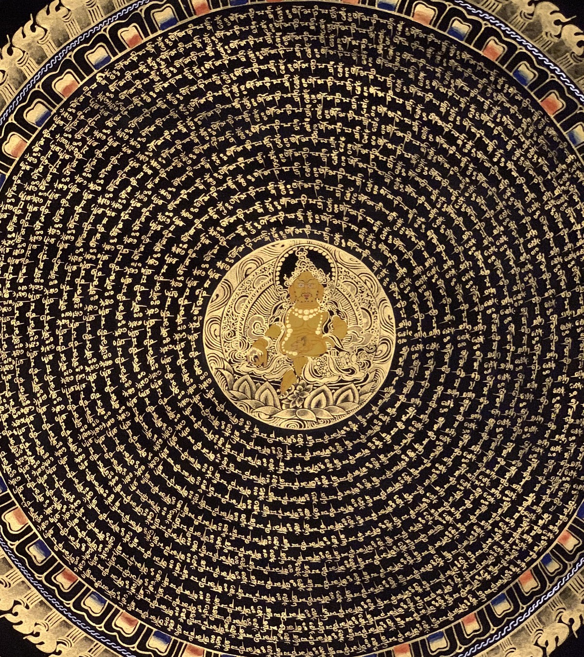 Hand-Painted Zambala Mantra Mandala Tibetan Thangka Painting