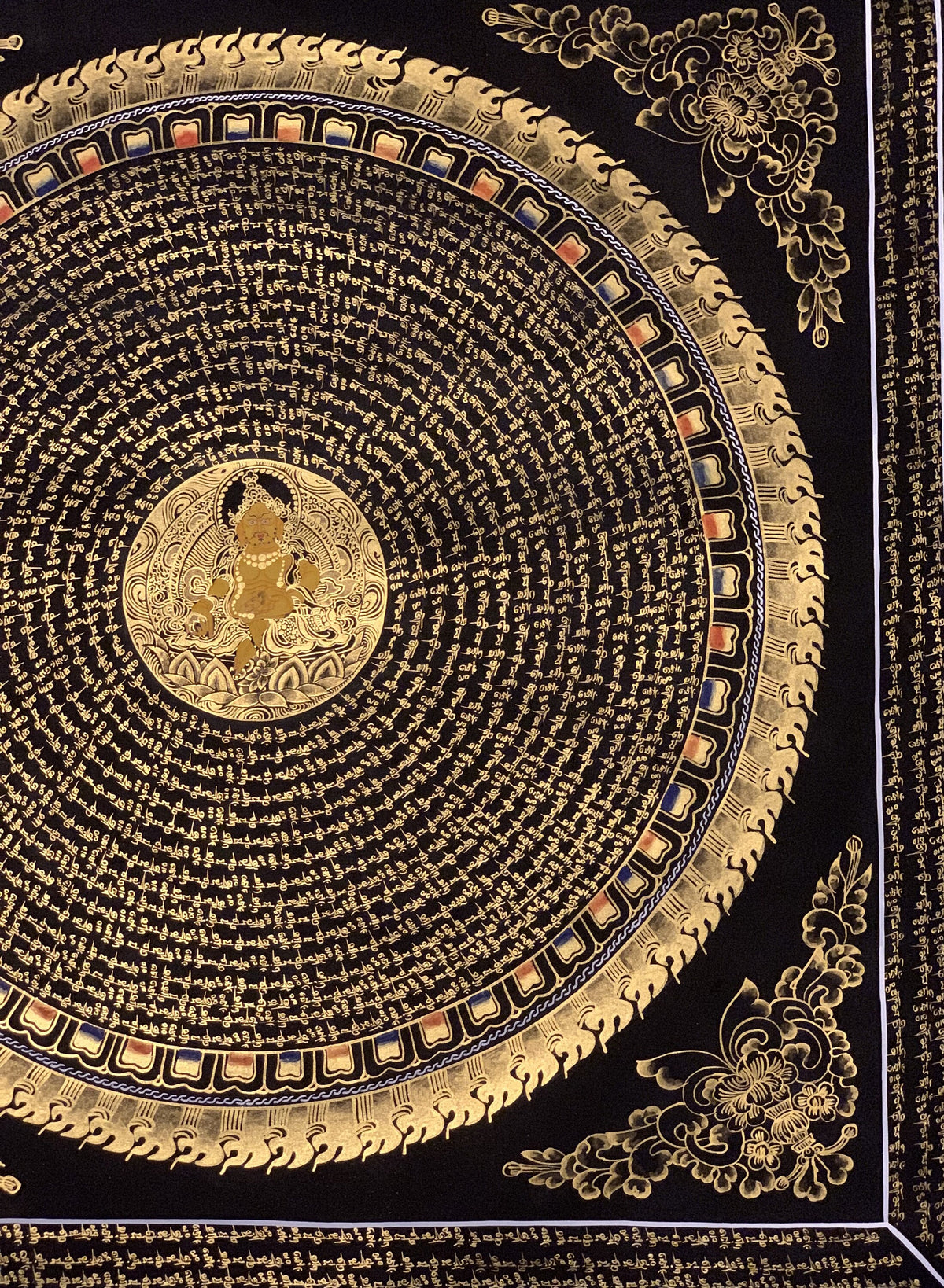 Hand-Painted Zambala Mantra Mandala Tibetan Thangka Painting