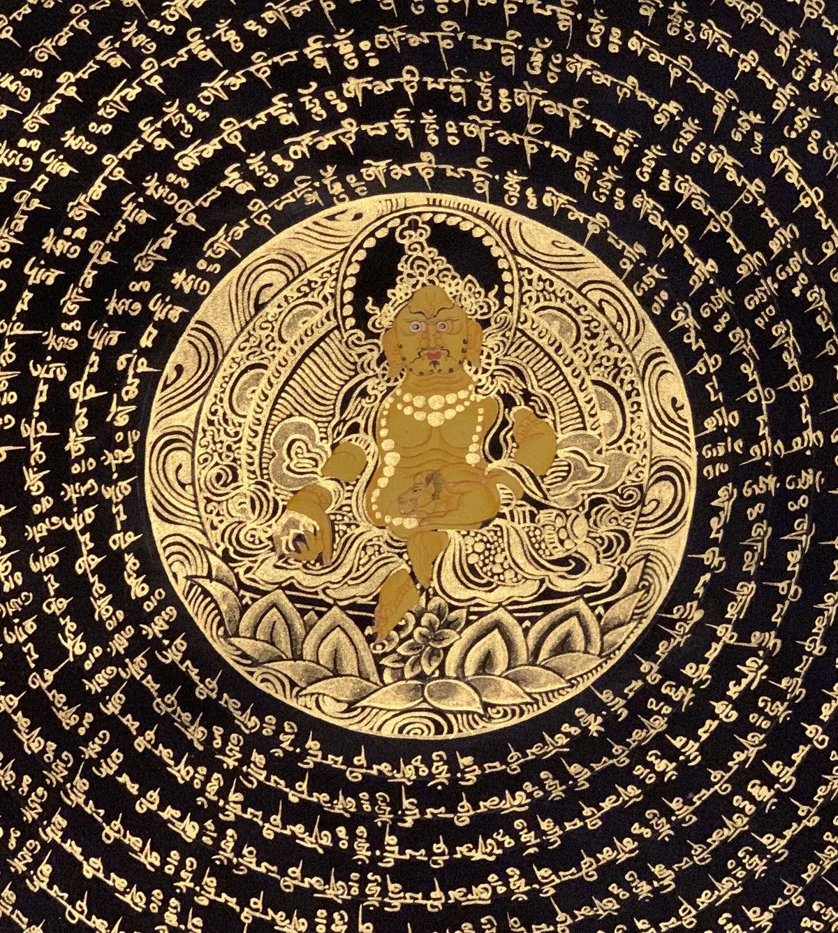Hand-Painted Zambala Mantra Mandala Tibetan Thangka Painting