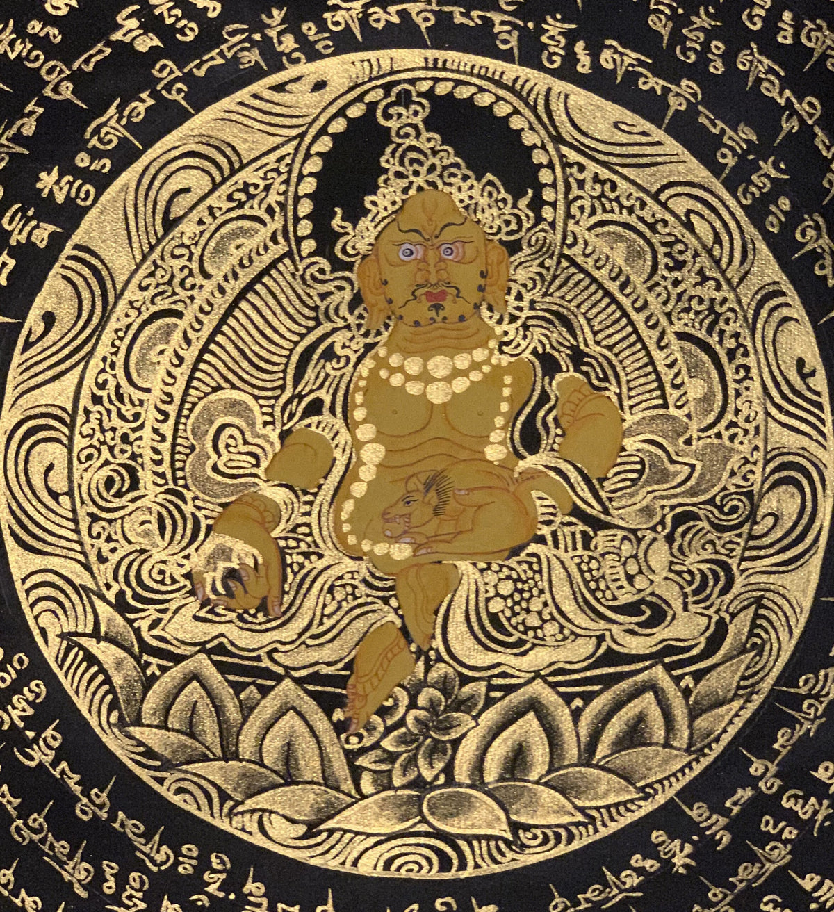 Hand-Painted Zambala Mantra Mandala Tibetan Thangka Painting