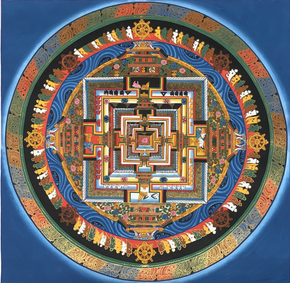 Hand-Painted Kalachakra Mandala Thangka Painting - Tibetan Buddhist Art