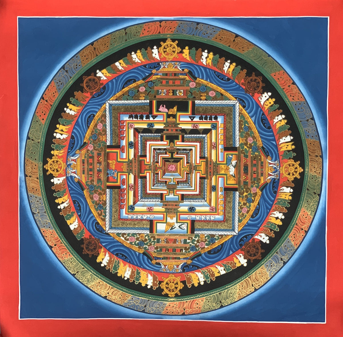 Hand-Painted Kalachakra Mandala Thangka Painting - Tibetan Buddhist Art