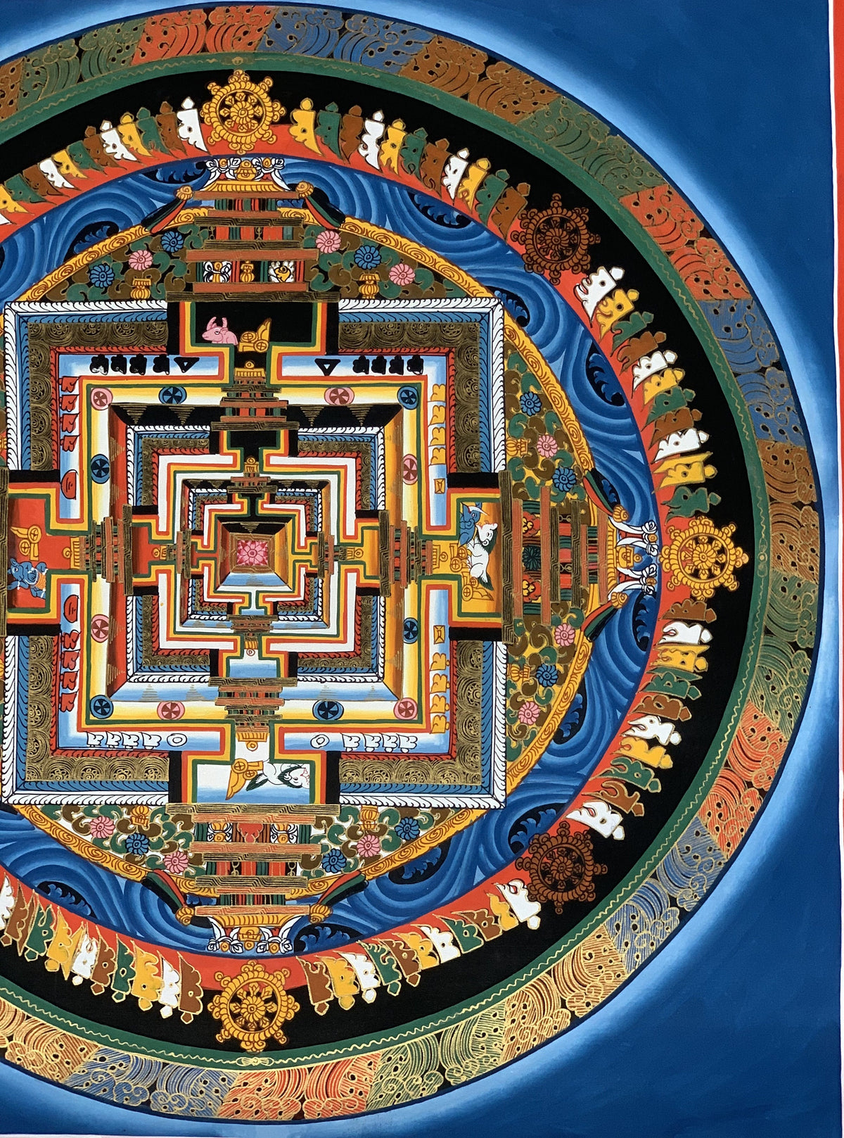 Hand-Painted Kalachakra Mandala Thangka Painting - Tibetan Buddhist Art