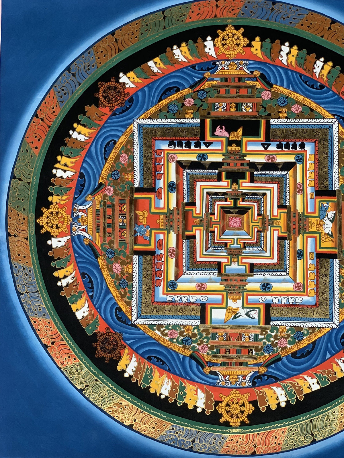 Hand-Painted Kalachakra Mandala Thangka Painting - Tibetan Buddhist Art