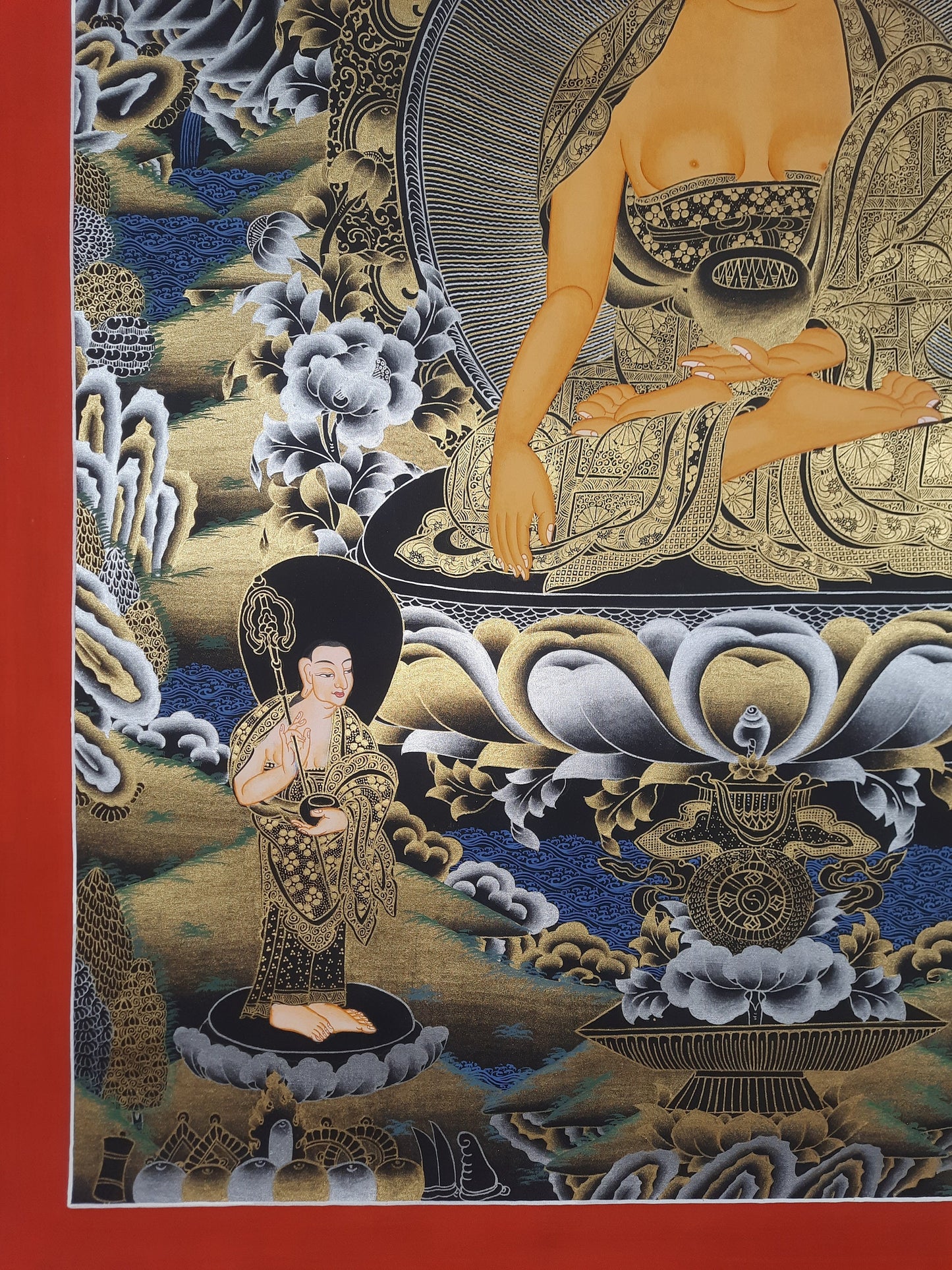 Hand Painted Shakyamuni Buddha Thangka Painting, Tibetan Canvas