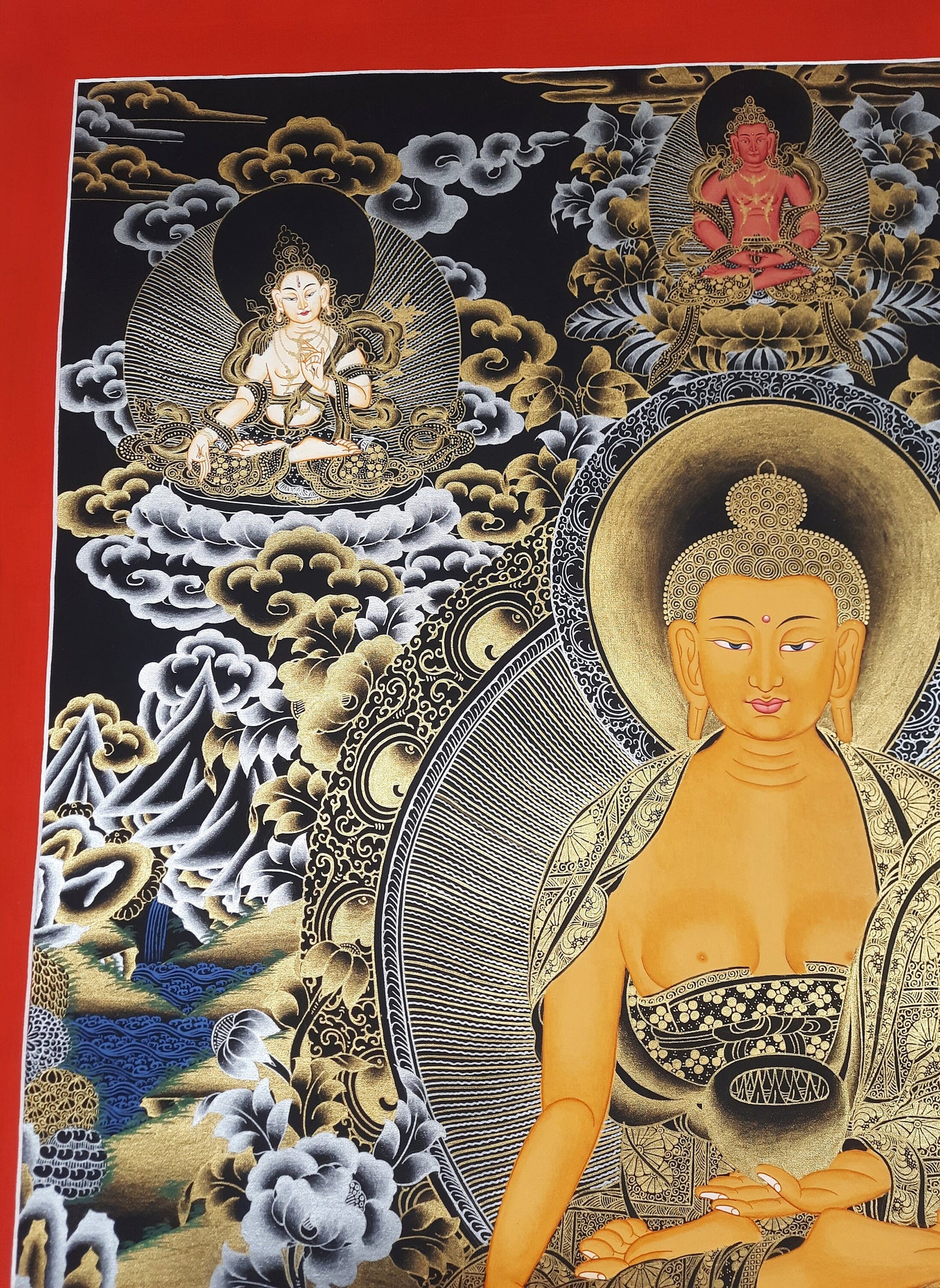 Hand Painted Shakyamuni Buddha Thangka Painting, Tibetan Canvas