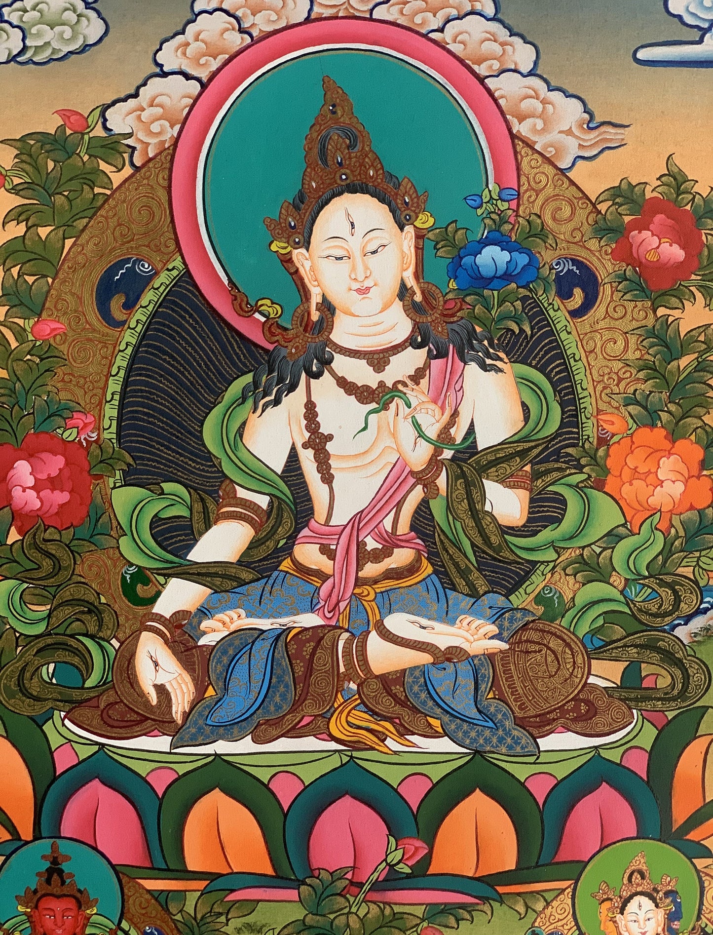 Original Hand-Painted White Tara Thangka | Mother Goddess Art | Signed Tibetan Painting for Meditation & Compassion