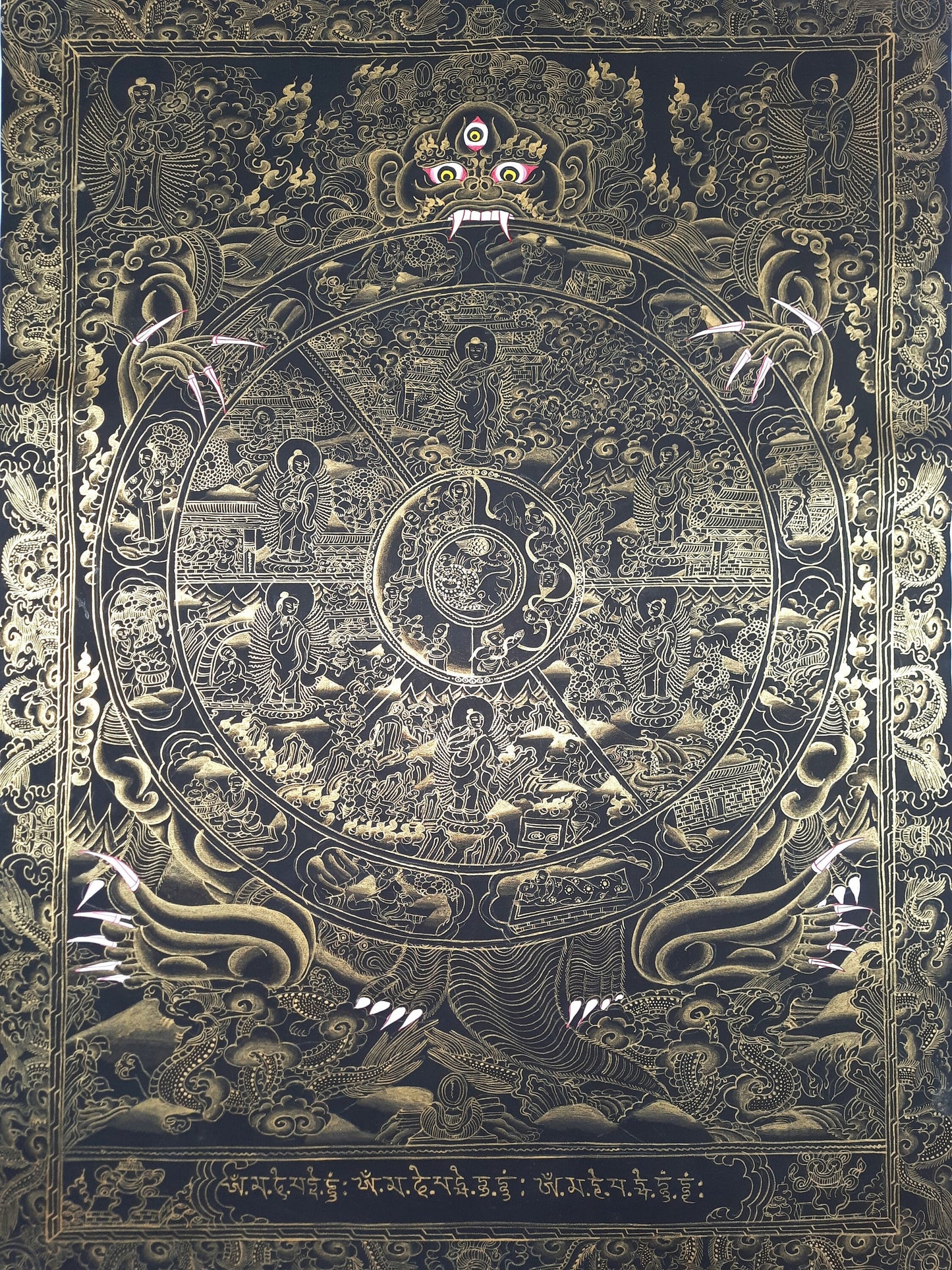 Hand Painted Wheel of Life Mandala, Tibetan Thangka Painting