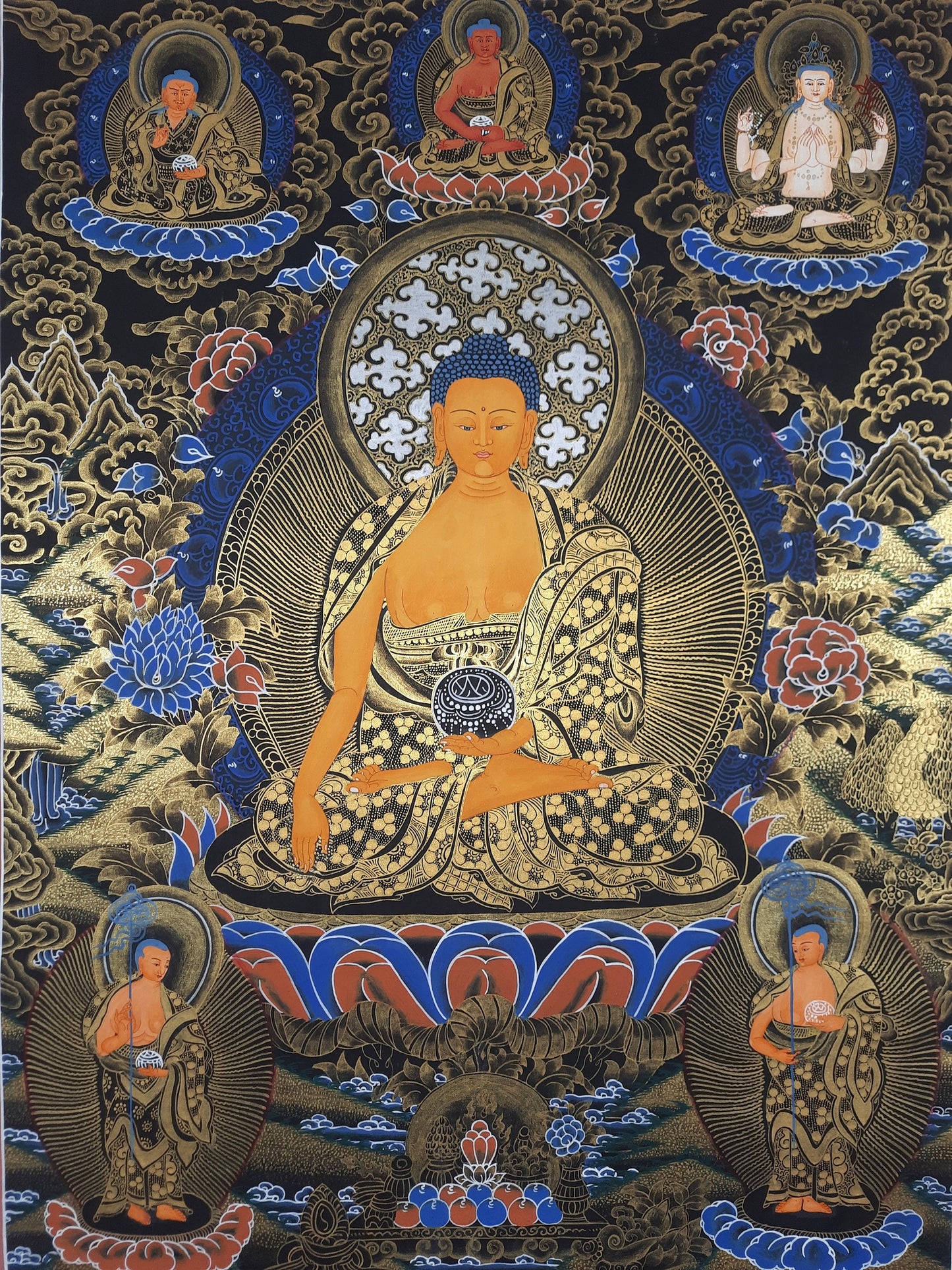 Hand Painted Shakyamuni Buddha Thangka Painting, Tibetan Wall Art