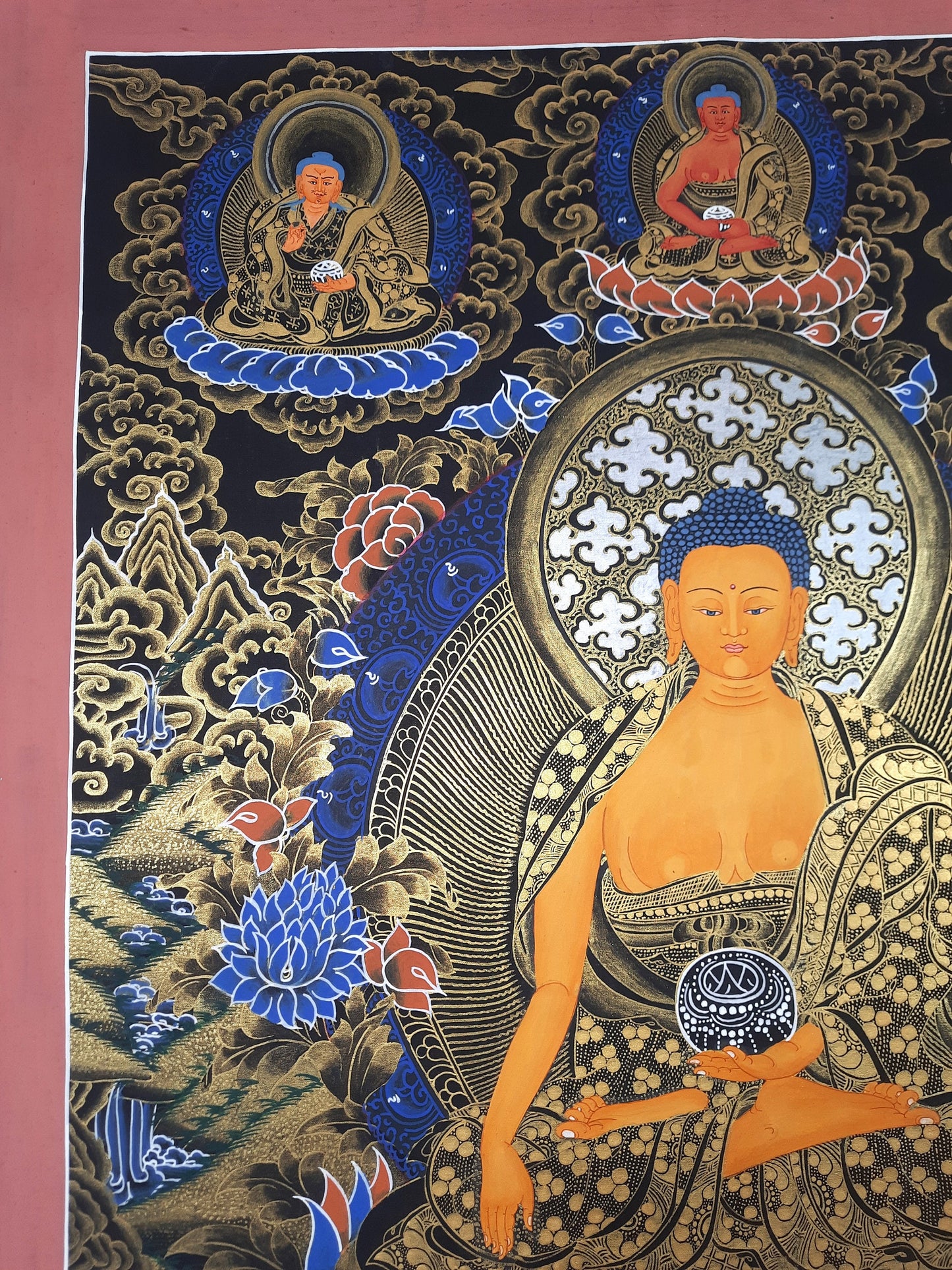 Hand Painted Shakyamuni Buddha Thangka Painting, Tibetan Wall Art