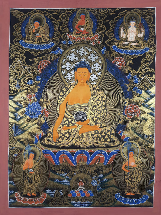 Hand Painted Shakyamuni Buddha Thangka Painting, Tibetan Wall Art