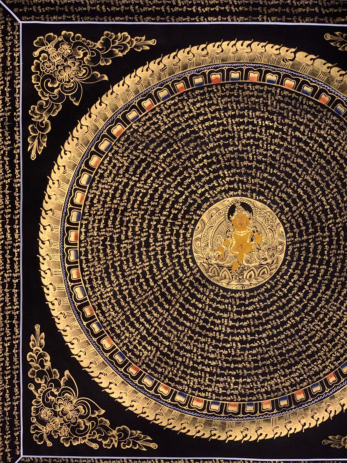 Hand-Painted Zambala Mantra Mandala Tibetan Thangka Painting