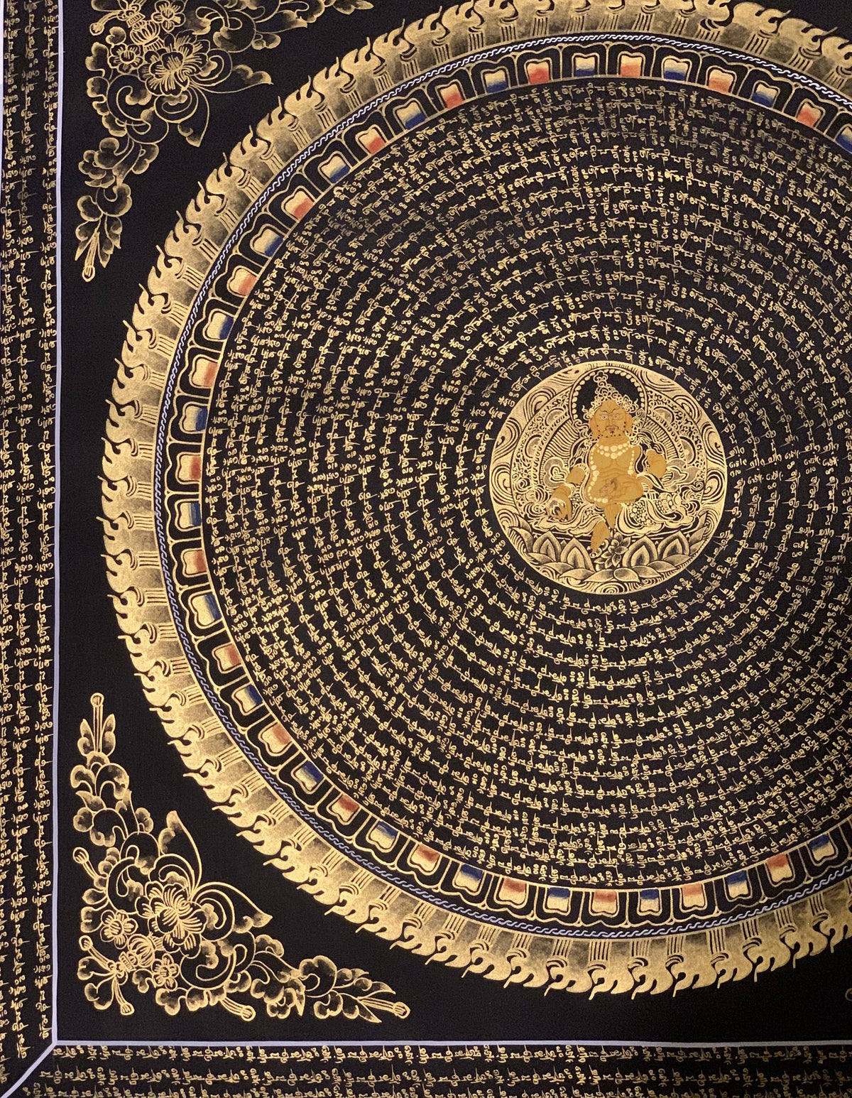 Hand-Painted Zambala Mantra Mandala Tibetan Thangka Painting