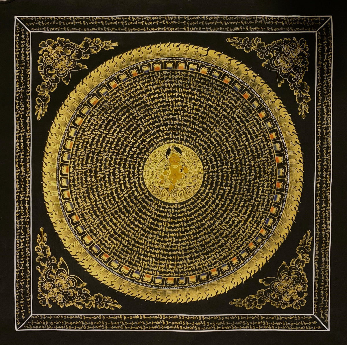 Hand-Painted Zambala Mantra Mandala Tibetan Thangka Painting