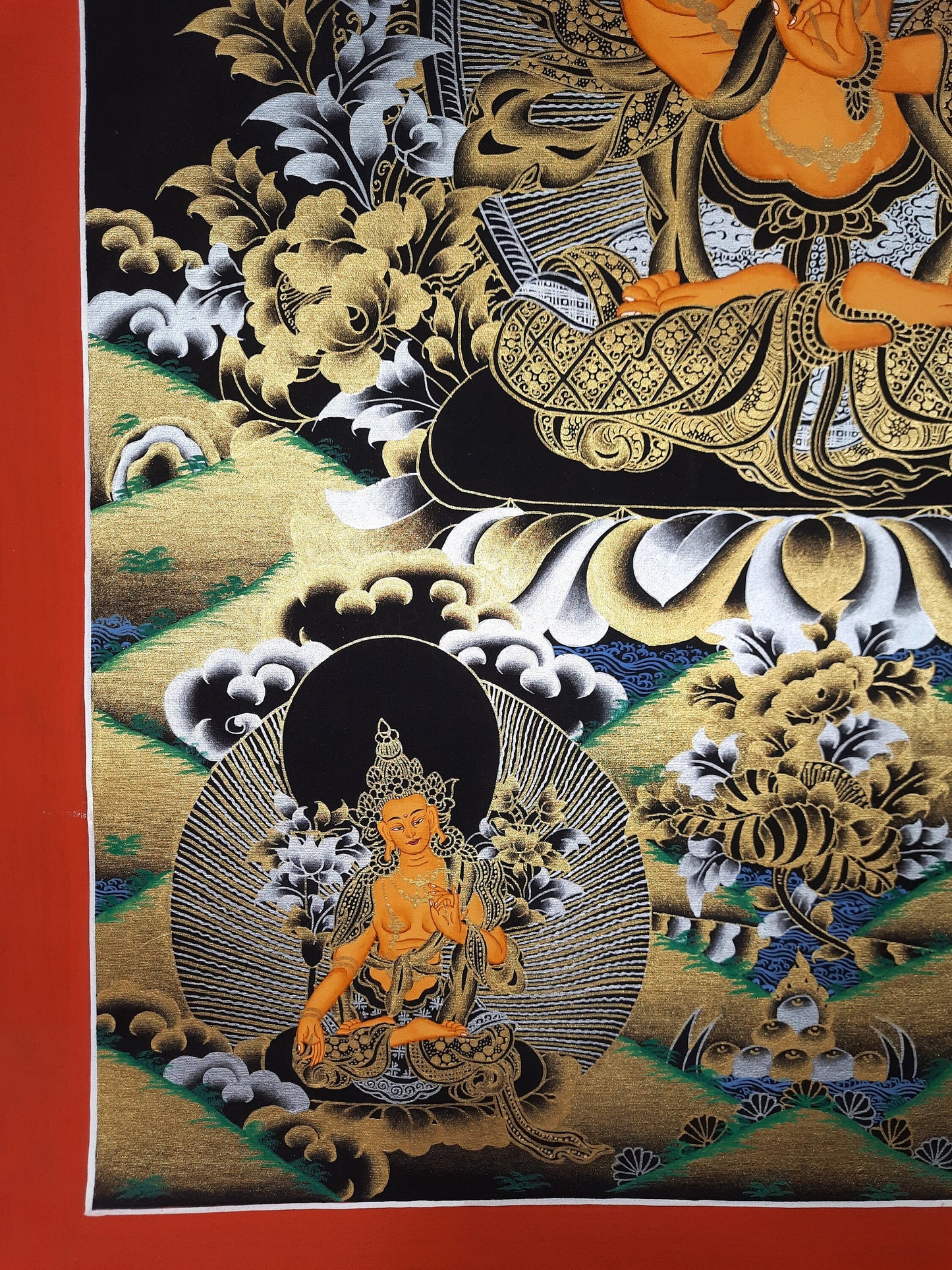 Hand-Painted Manjushri Thangka, Tibetan God of Wisdom Painting