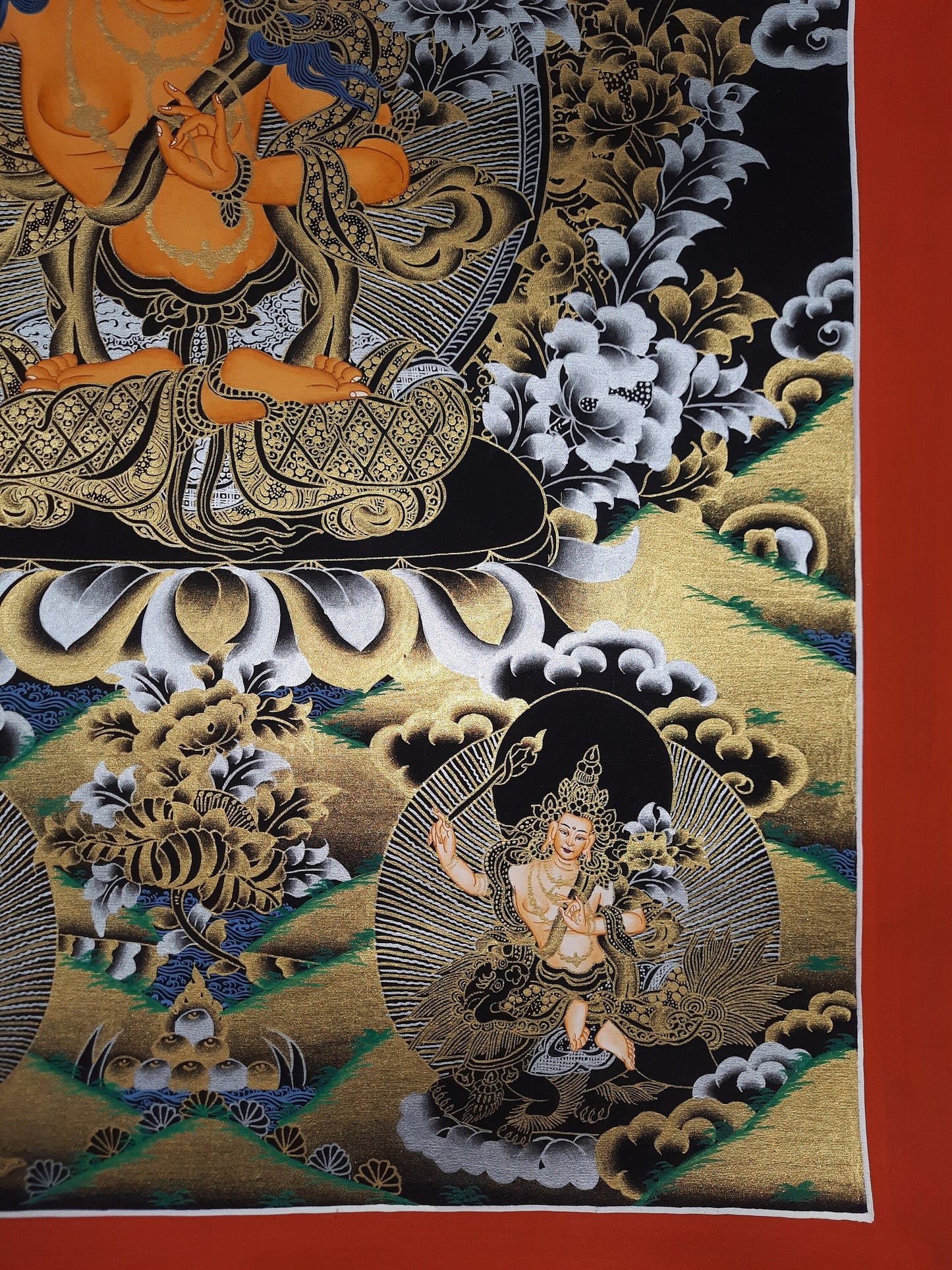 Hand-Painted Manjushri Thangka, Tibetan God of Wisdom Painting