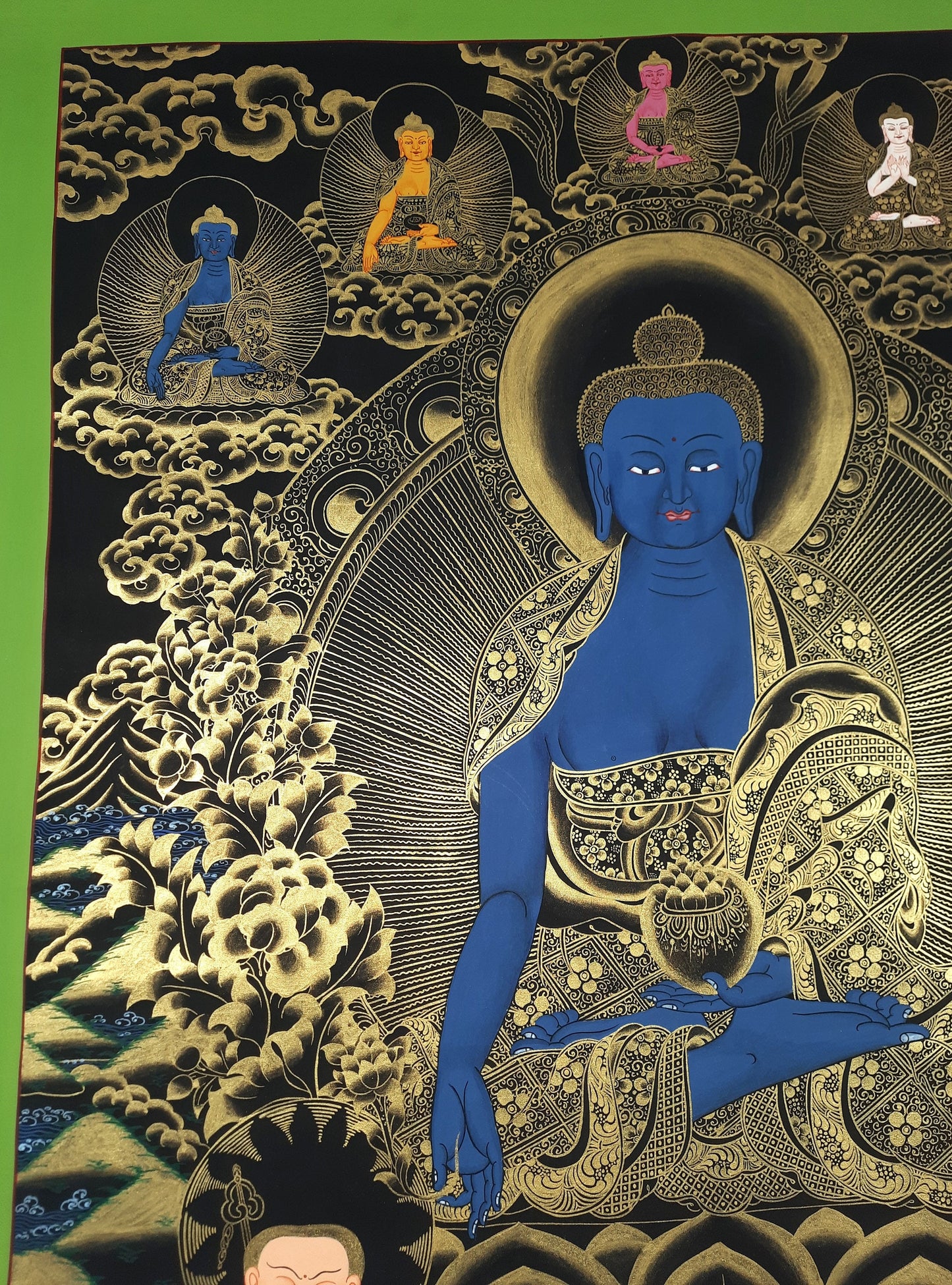 Medicine Buddha Thangka Painting, Hand-Painted Tibetan Art