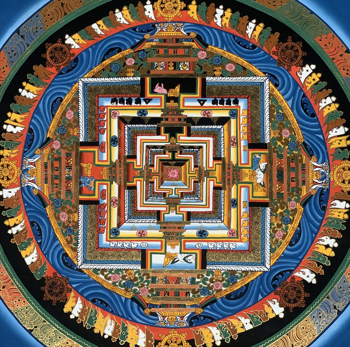 Hand-Painted Kalachakra Mandala Thangka Painting - Tibetan Buddhist Art