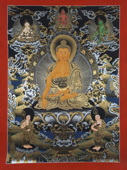 Hand Painted Shakyamuni Buddha Thangka Painting, Tibetan Canvas