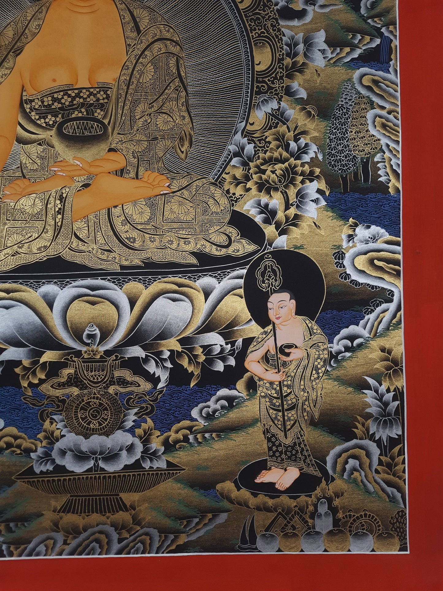 Hand Painted Shakyamuni Buddha Thangka Painting, Tibetan Canvas