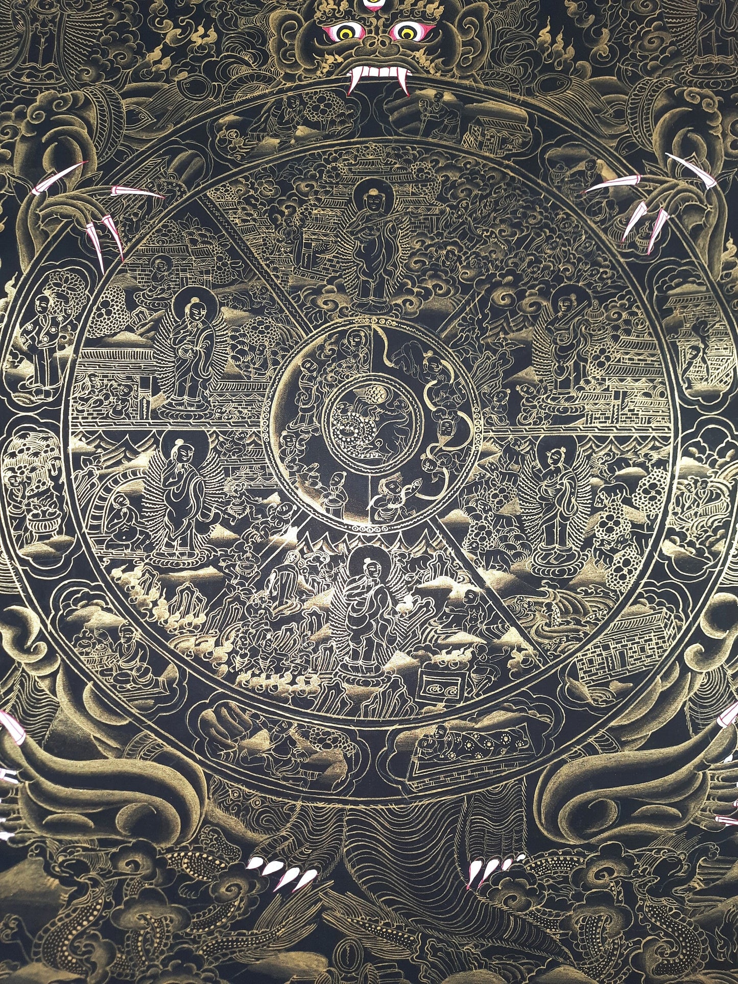 Hand Painted Wheel of Life Mandala, Tibetan Thangka Painting