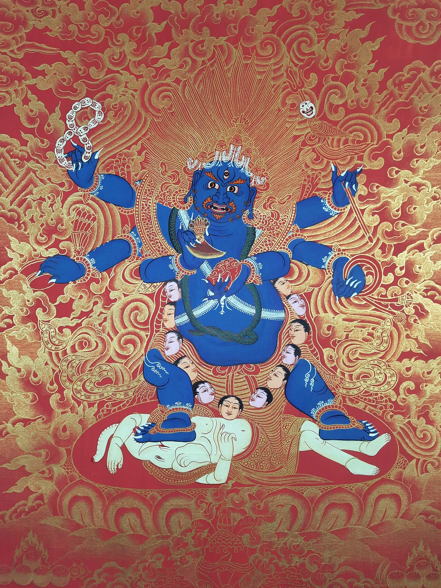 Black Mahakala Thangka Painting - Hand-Painted Protector of Wisdom
